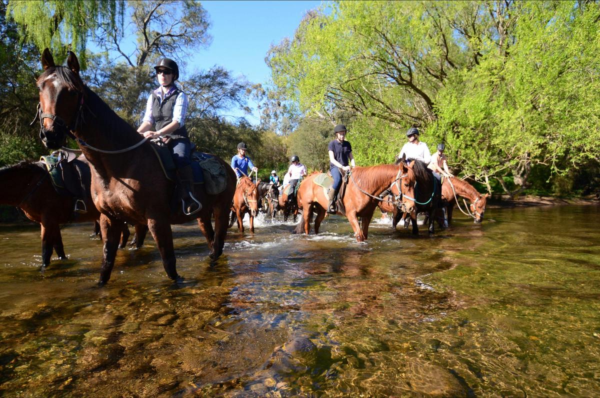 Crossing the rivers on horseback