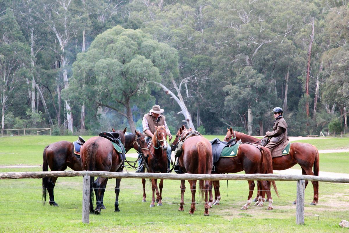 Taking a break on the horse trek