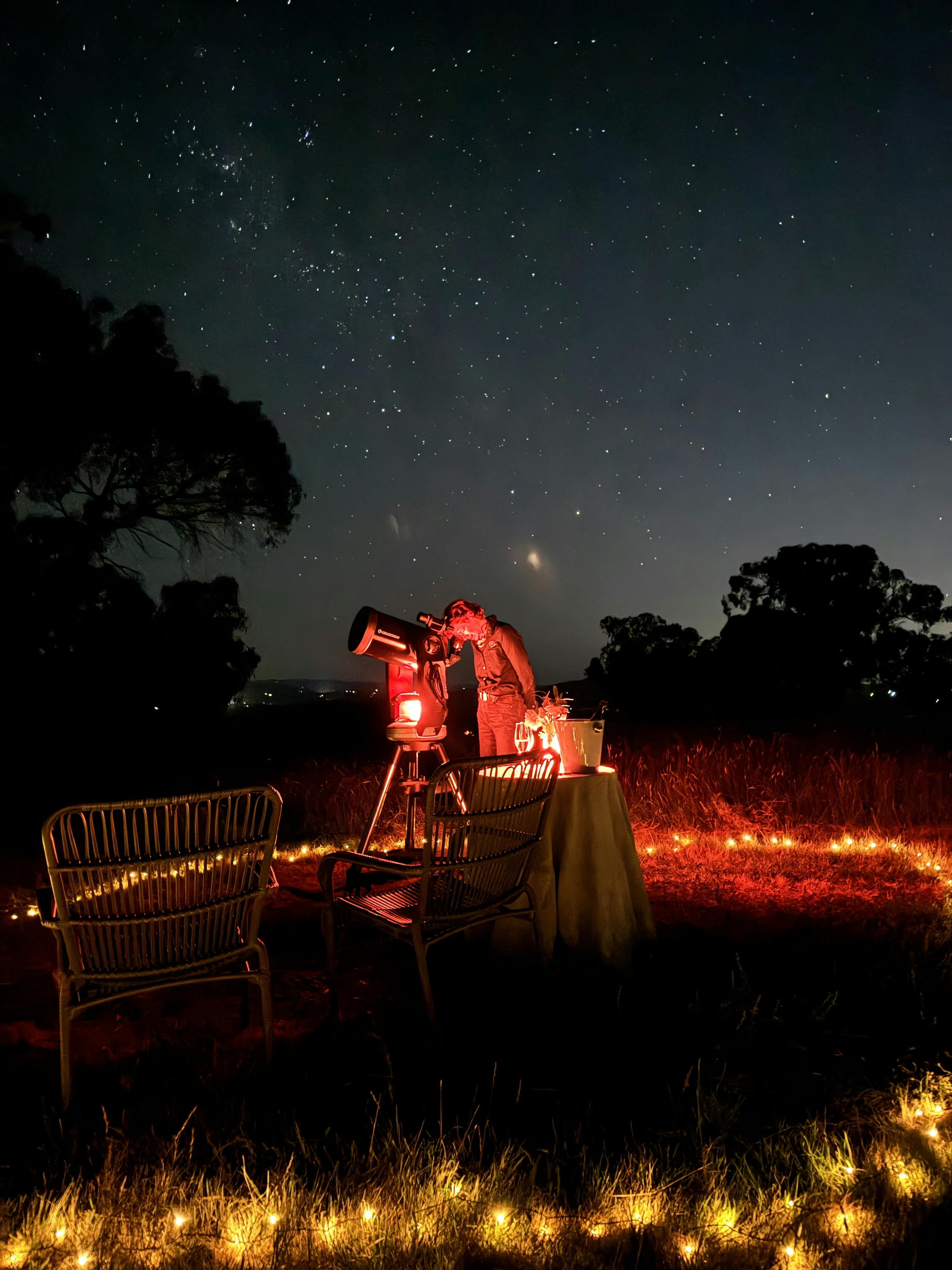 Private night sky tour at Kangaroo Ridge Retreat in Healesville - perfect for a date night