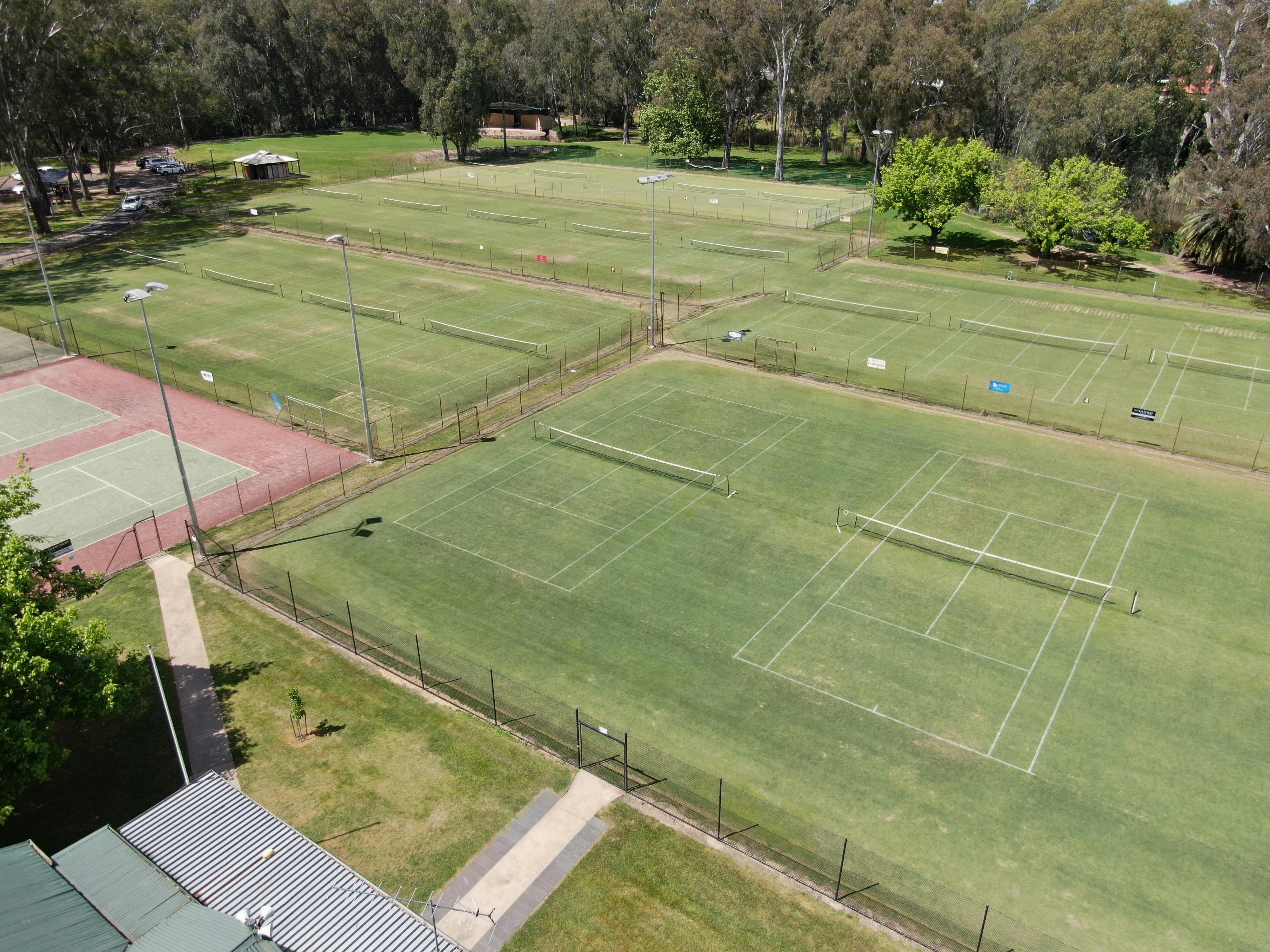 View of tennis courts