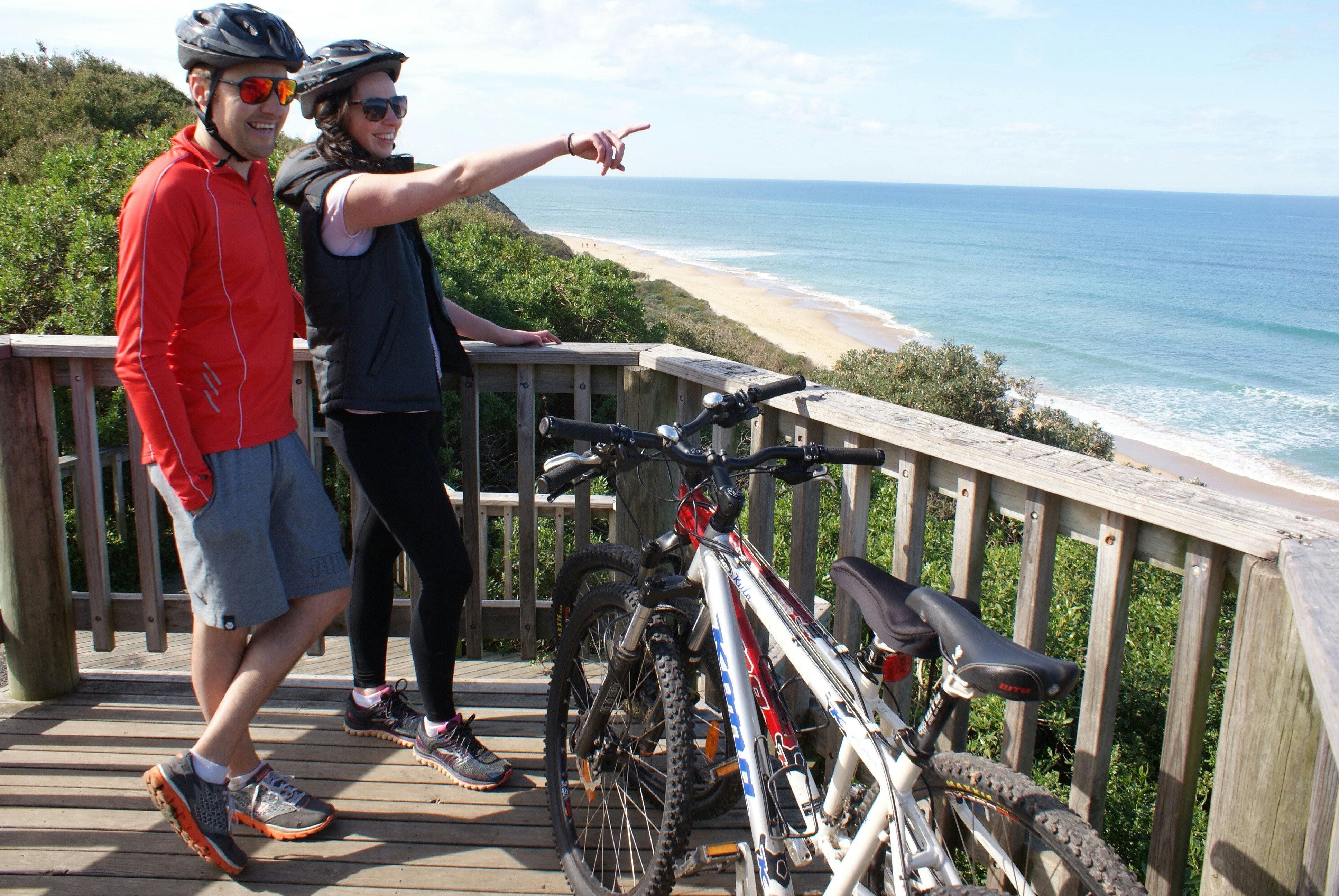 Checking out the ocean views at Red Bluff on the ride from Lakes Entrance to Lake Tyers Beach