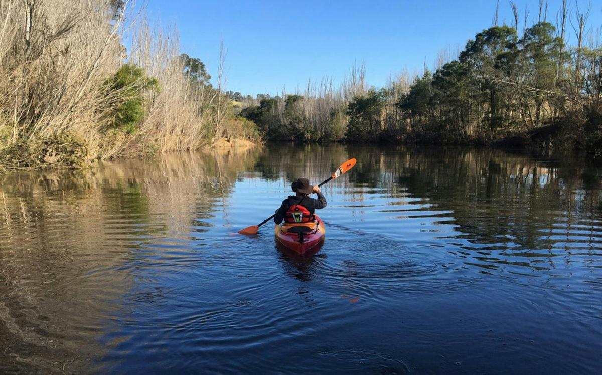 kayaking up the lake