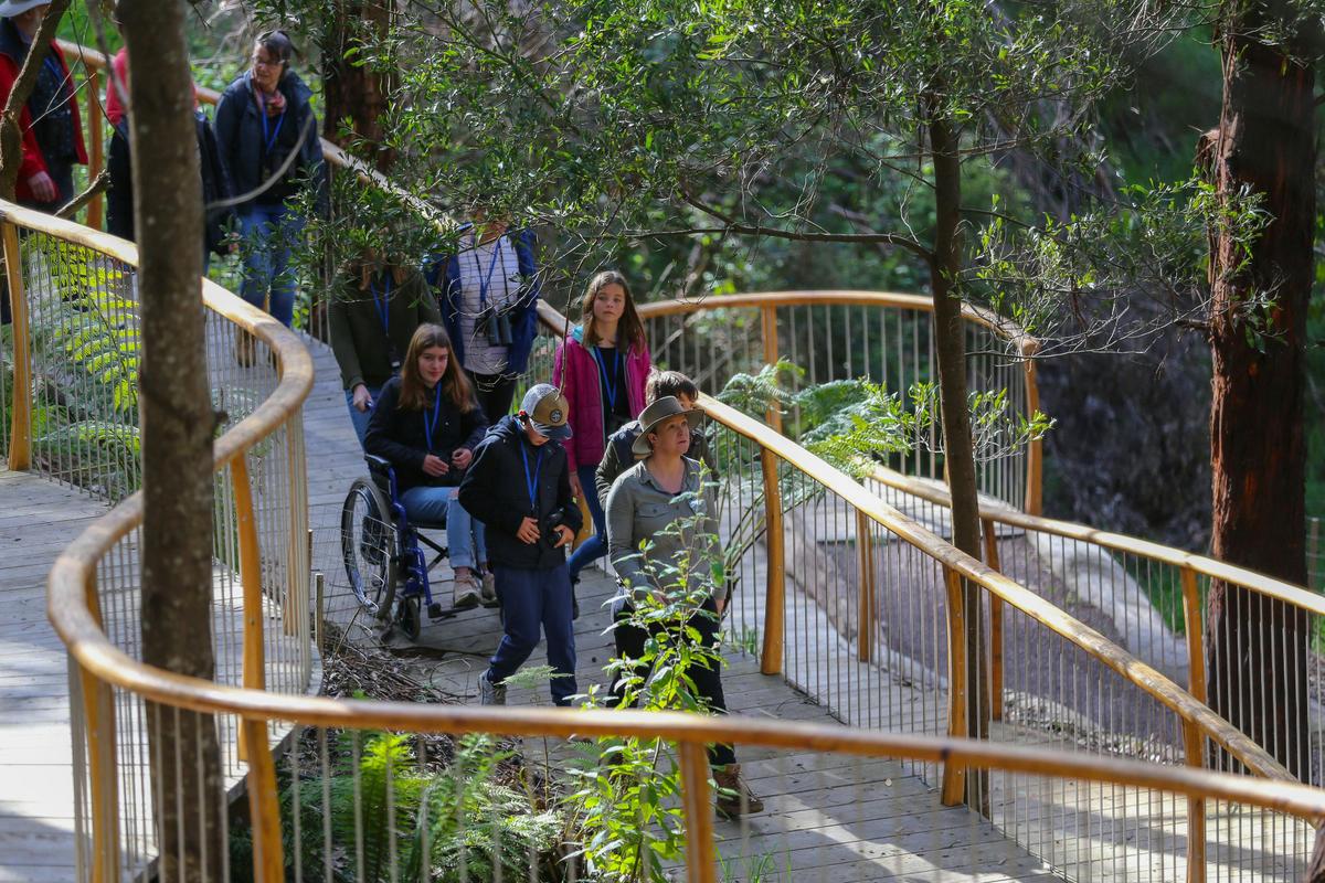 A group enjoys their guided walk through the forest at Wildlife Wonders