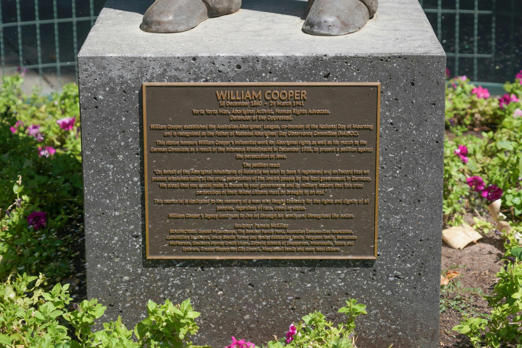 William Cooper Statue Plaque