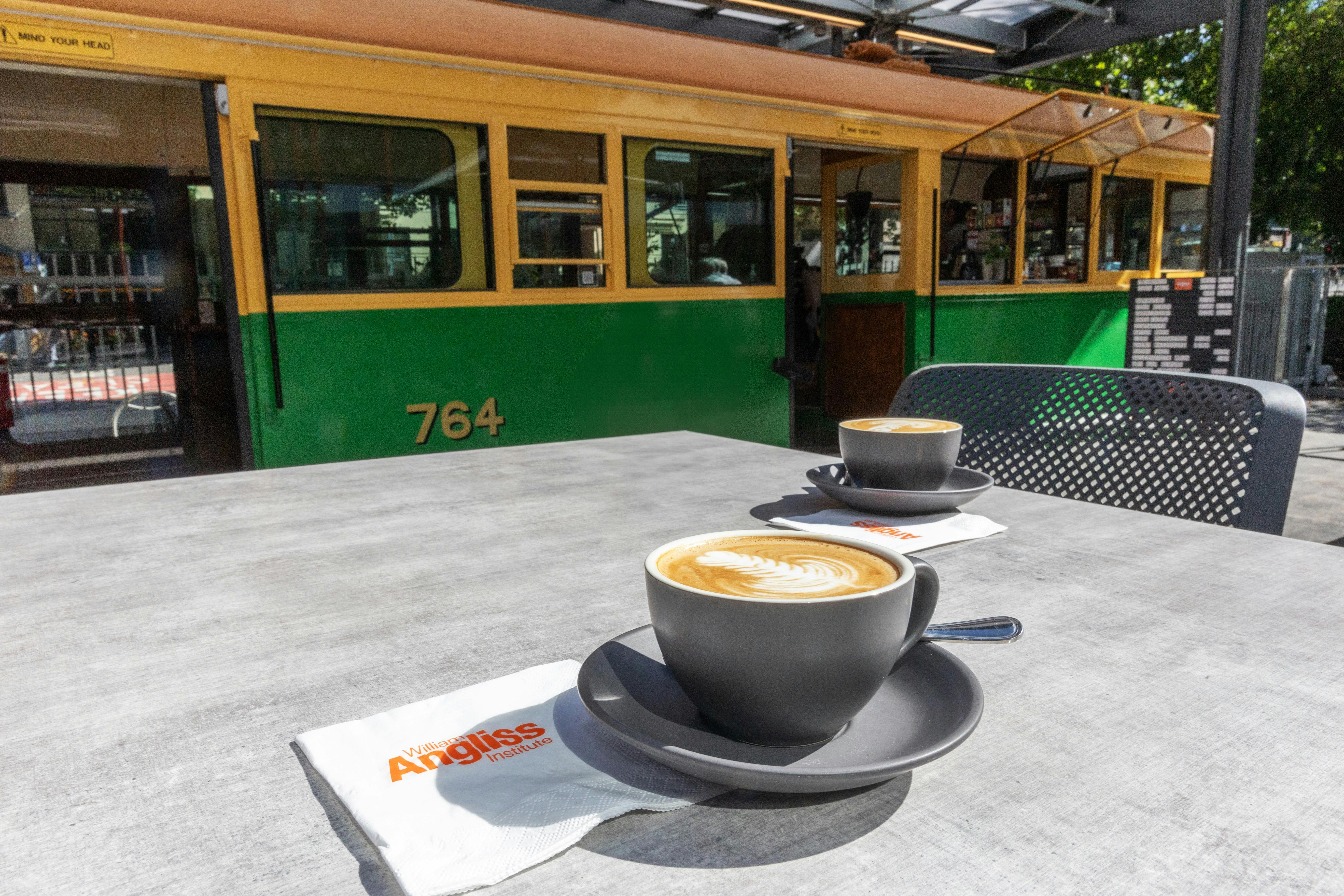 Coffees on a sunny day at the  Tram Café
