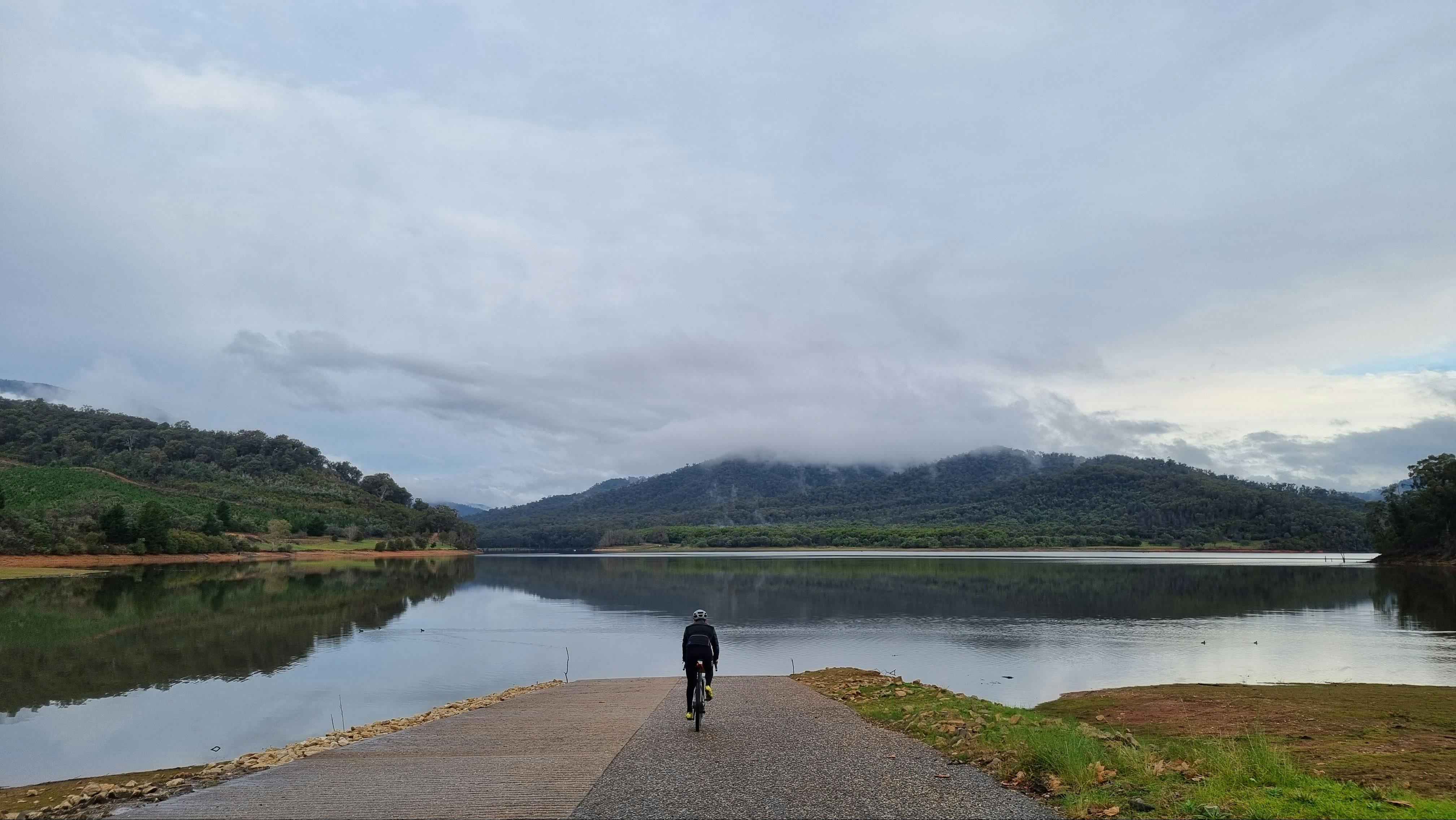 Cyclist at Lake William Hovell