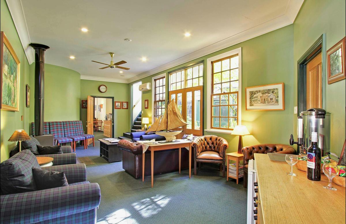 Guest lounge opens onto courtyard