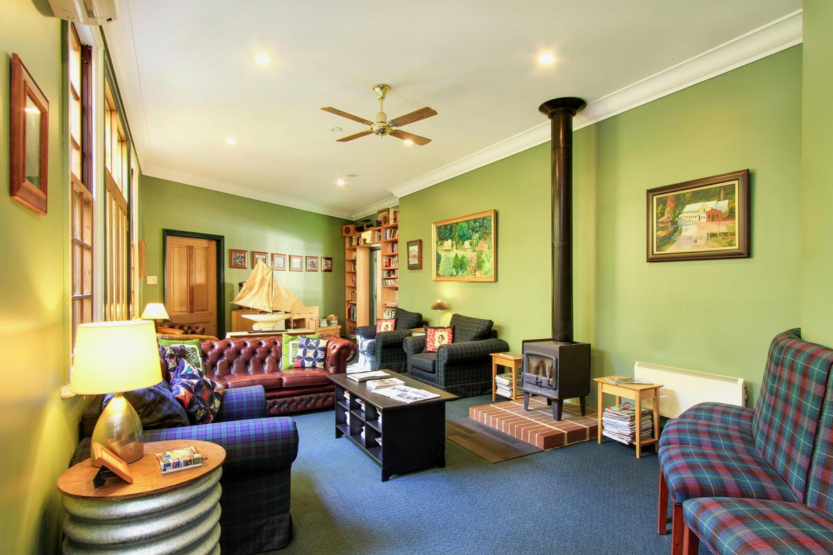 Cosy guest lounge with fire