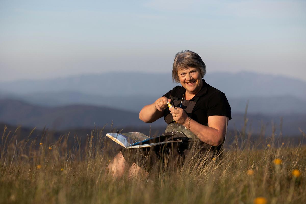 Wendy Painting the High Country