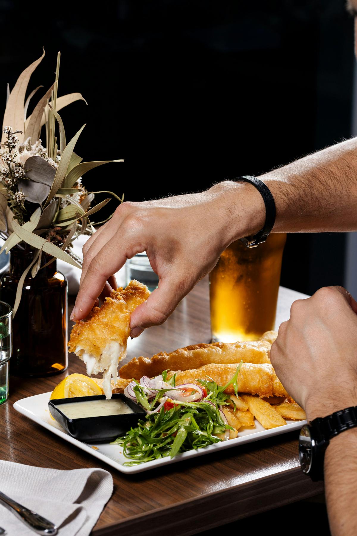 Saige Bistro Battered Flathead & Chips
