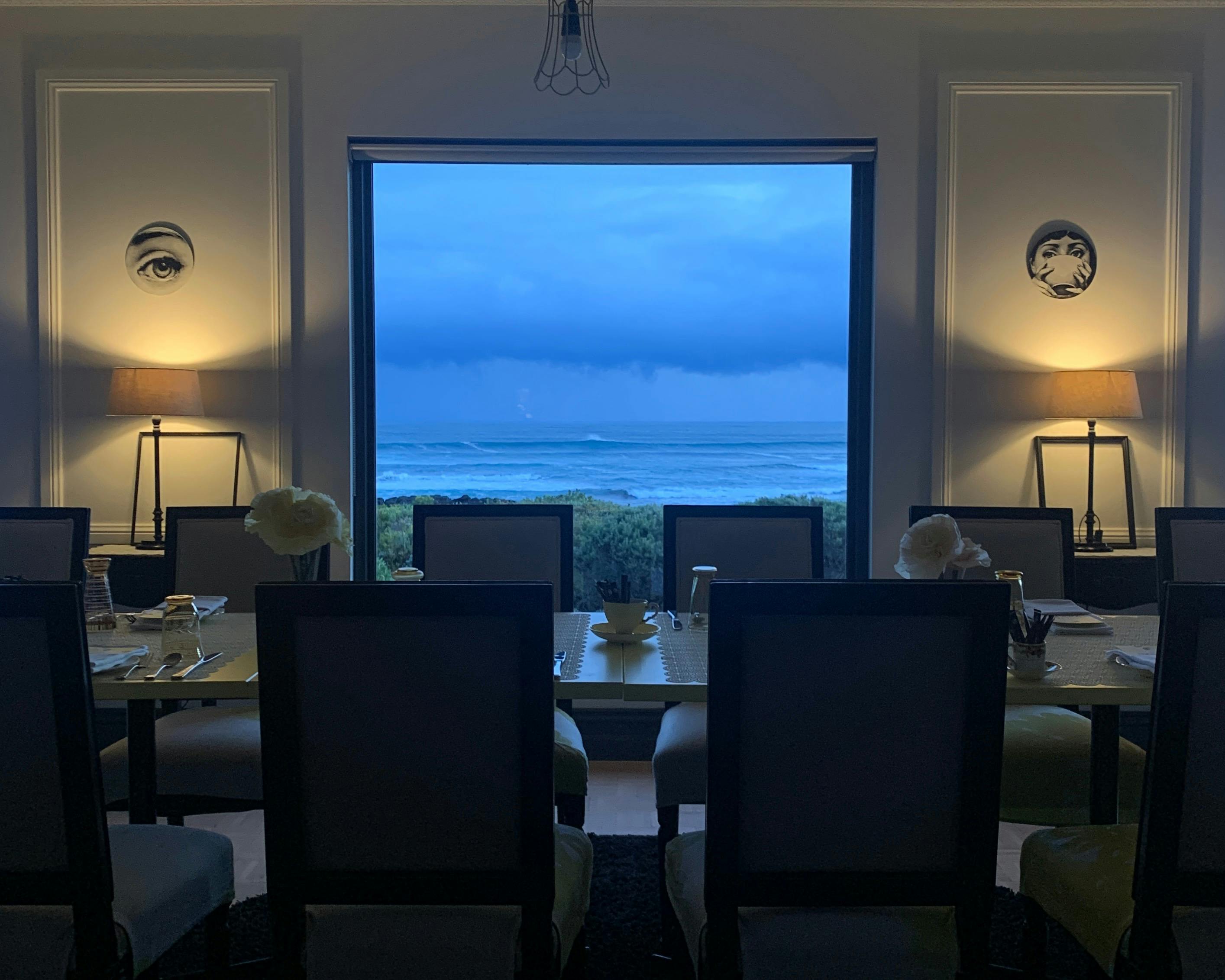 View through the window of a storm approaching