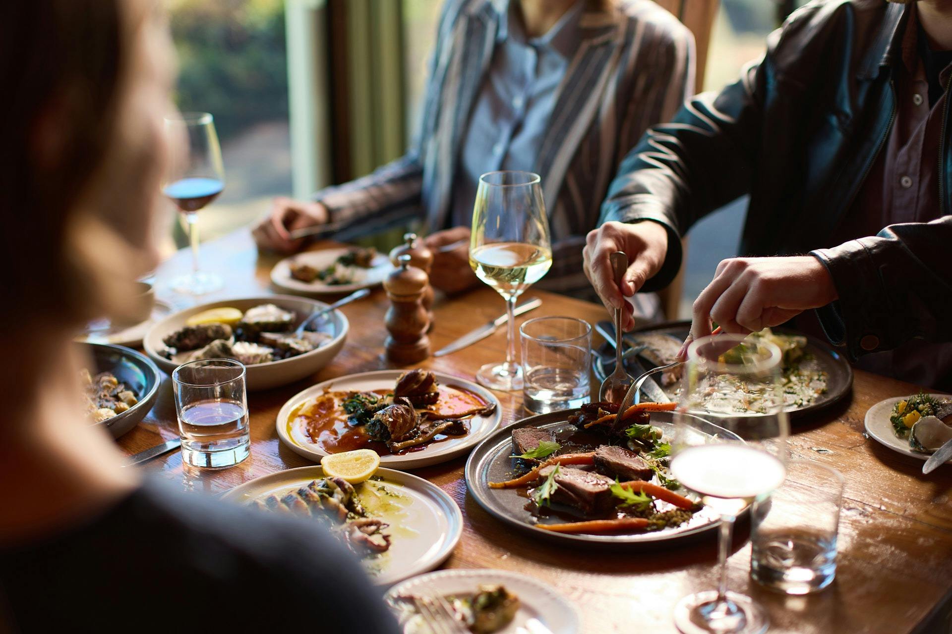 Menus follow the seasons and showcase what is grown, raised or foraged on site.