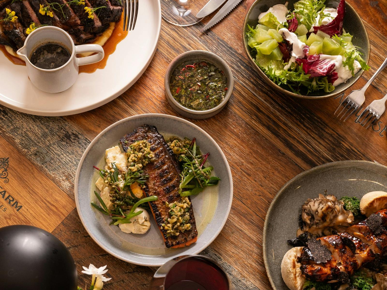 Dishes served on the table at Bella Restaurant