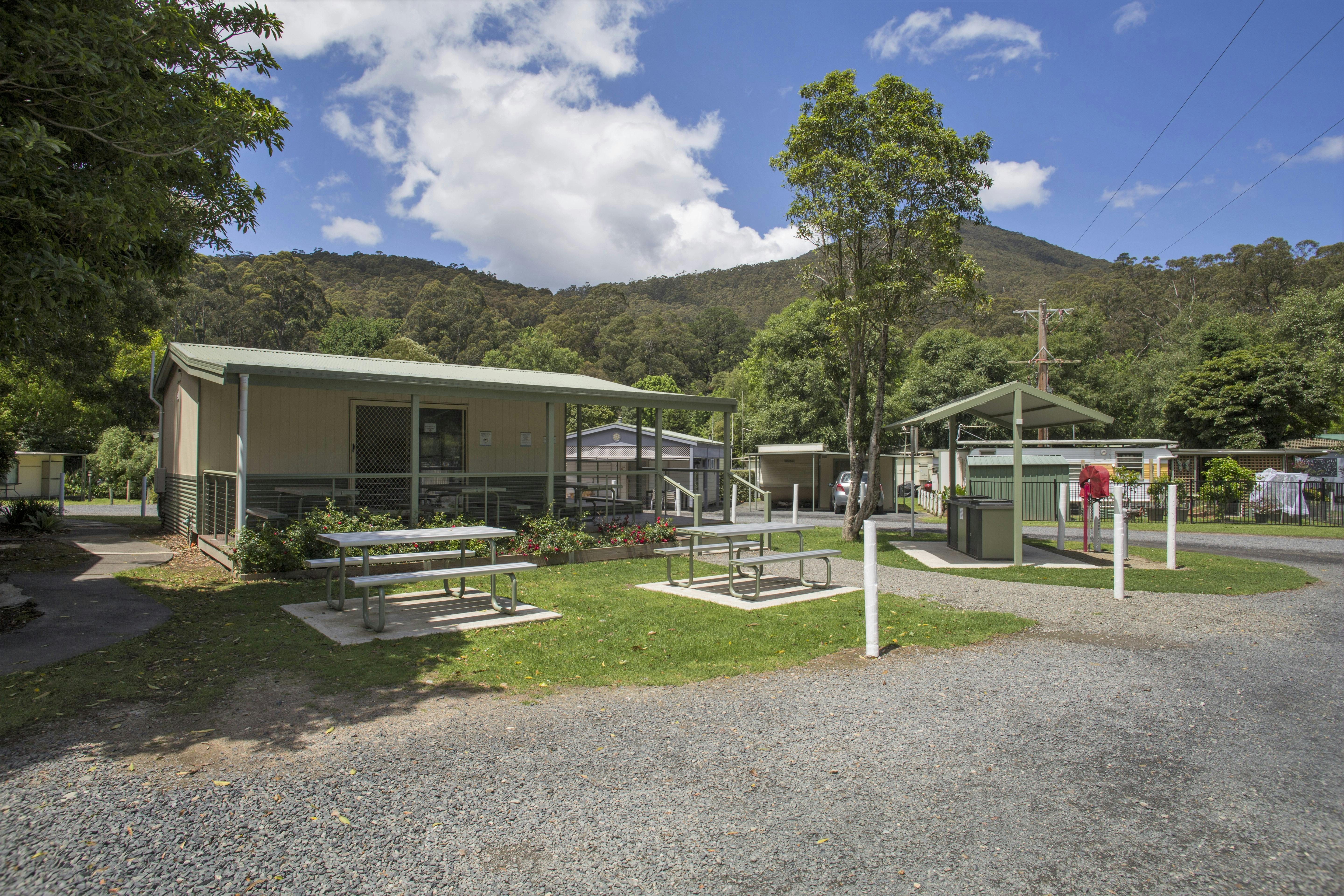 Our modern camp kitchen is great for cooking up a camping feast.