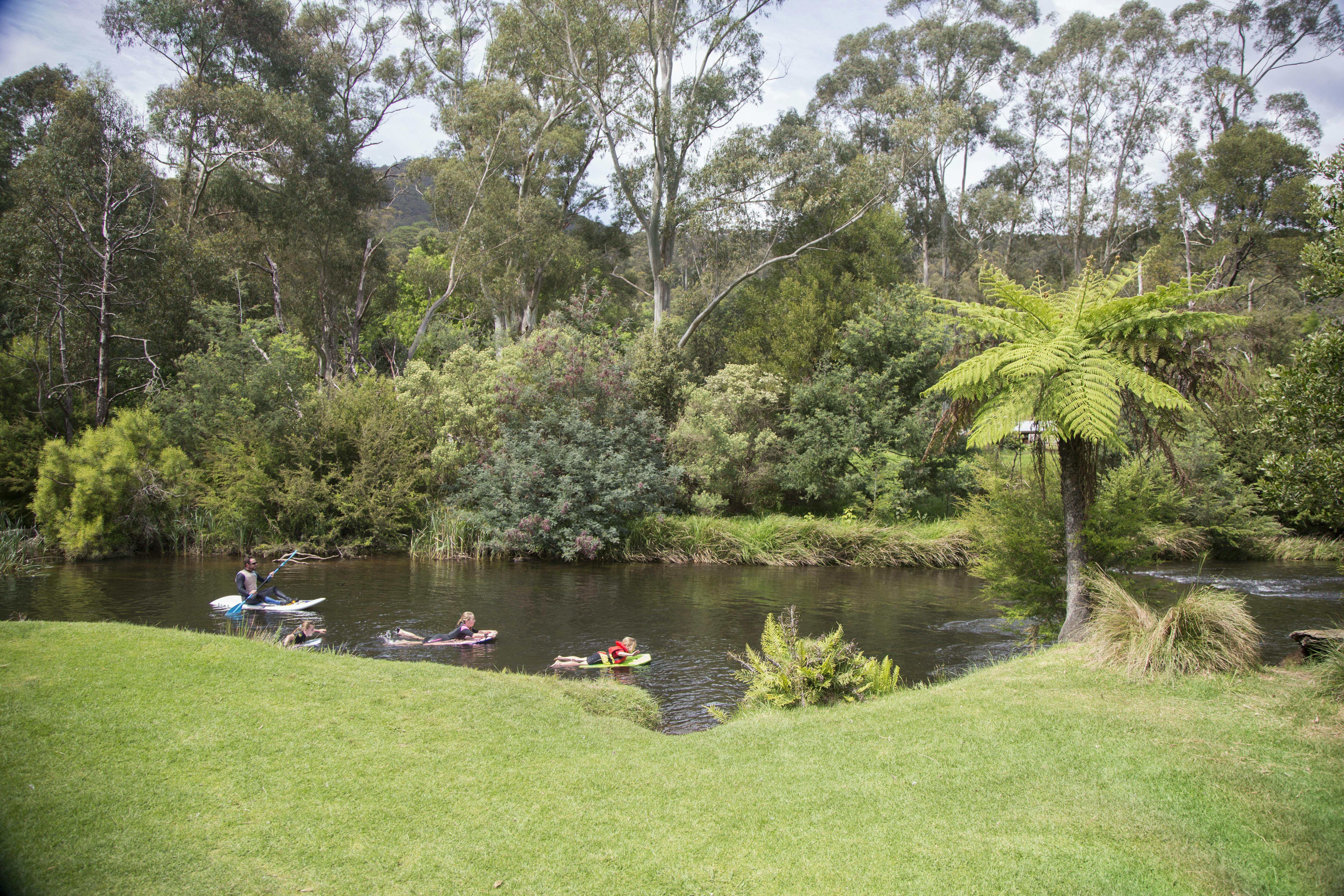 There's great fun to be had floating down the Yarra River. which runs through our park.