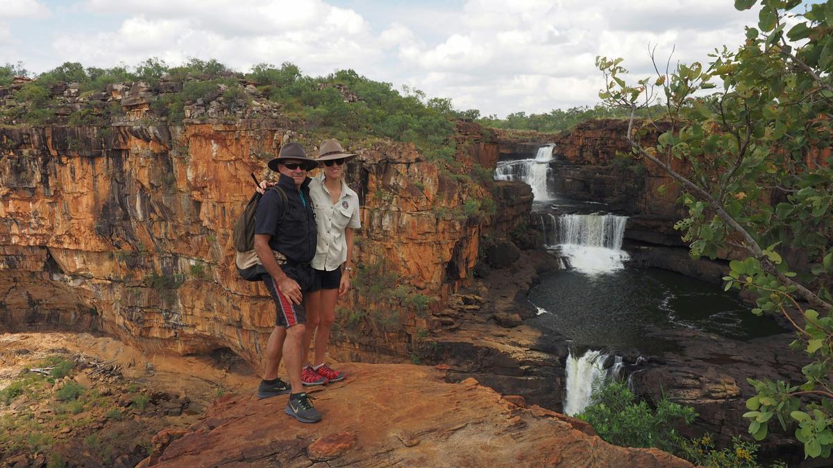 Admiring the scenic waterfalls in Australia's Kimberley region