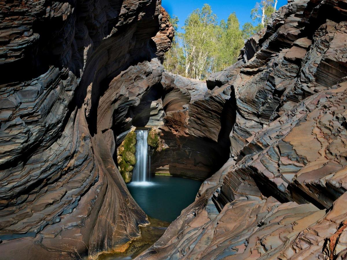 Tranquil waterfall in Karijini National Park