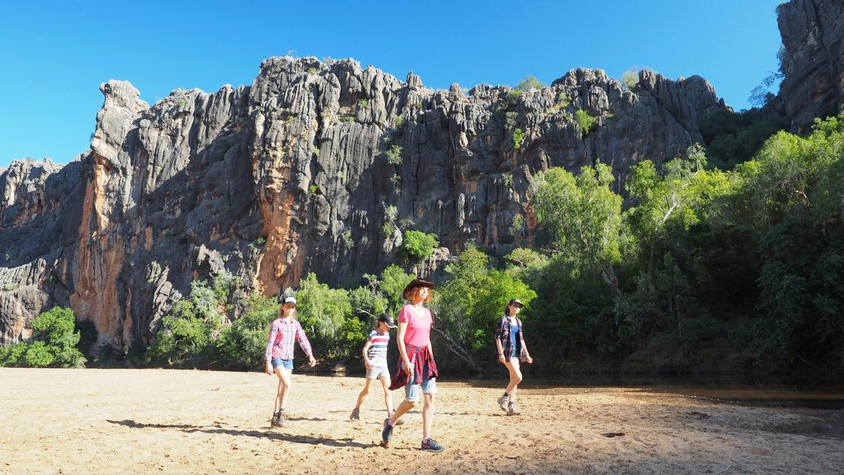 A group of trekkers exploring the highlights of the Kimberley region