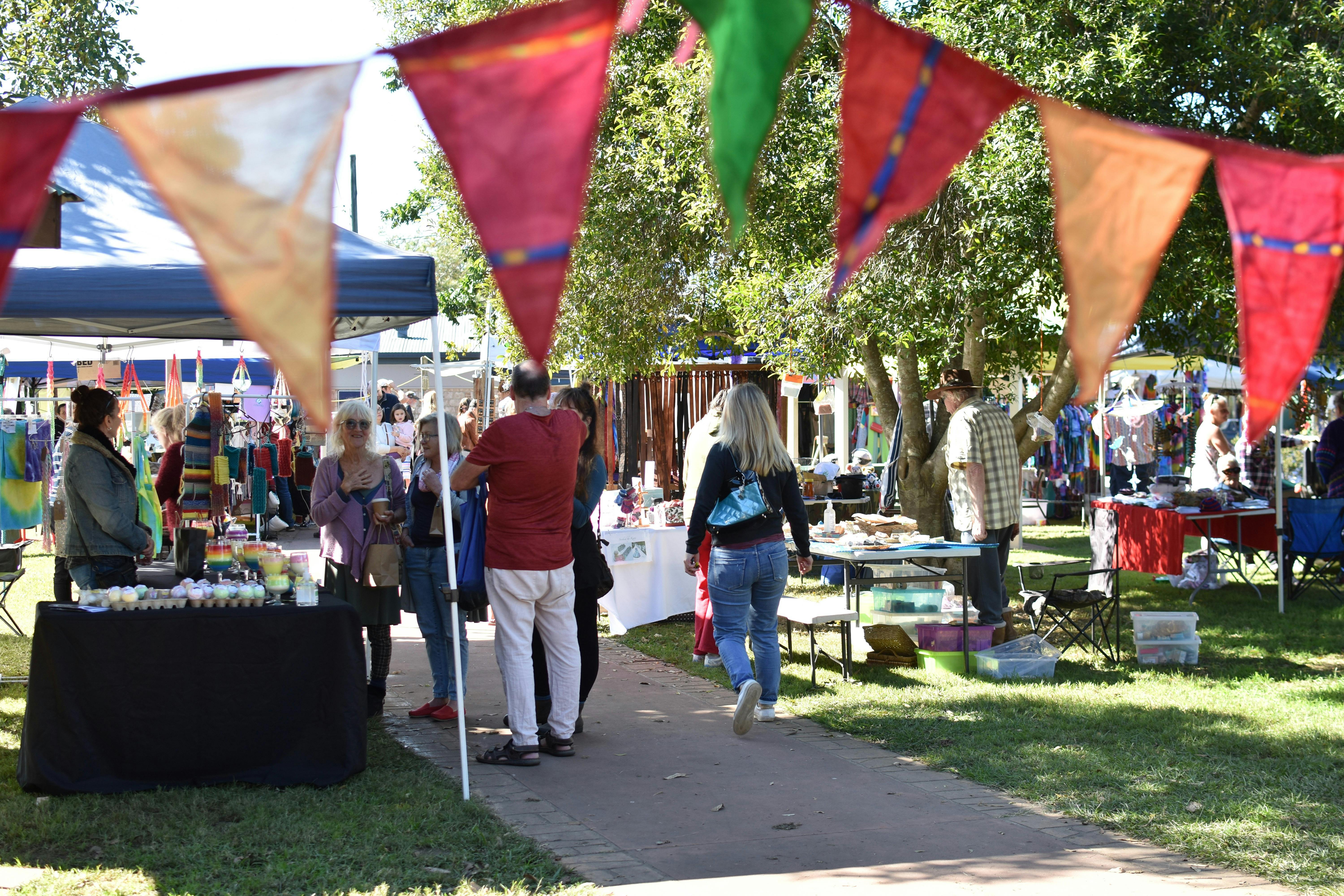 Handmade bunting sewn by a volunteer with donated materials and gifted to Bazaar for us to display.
