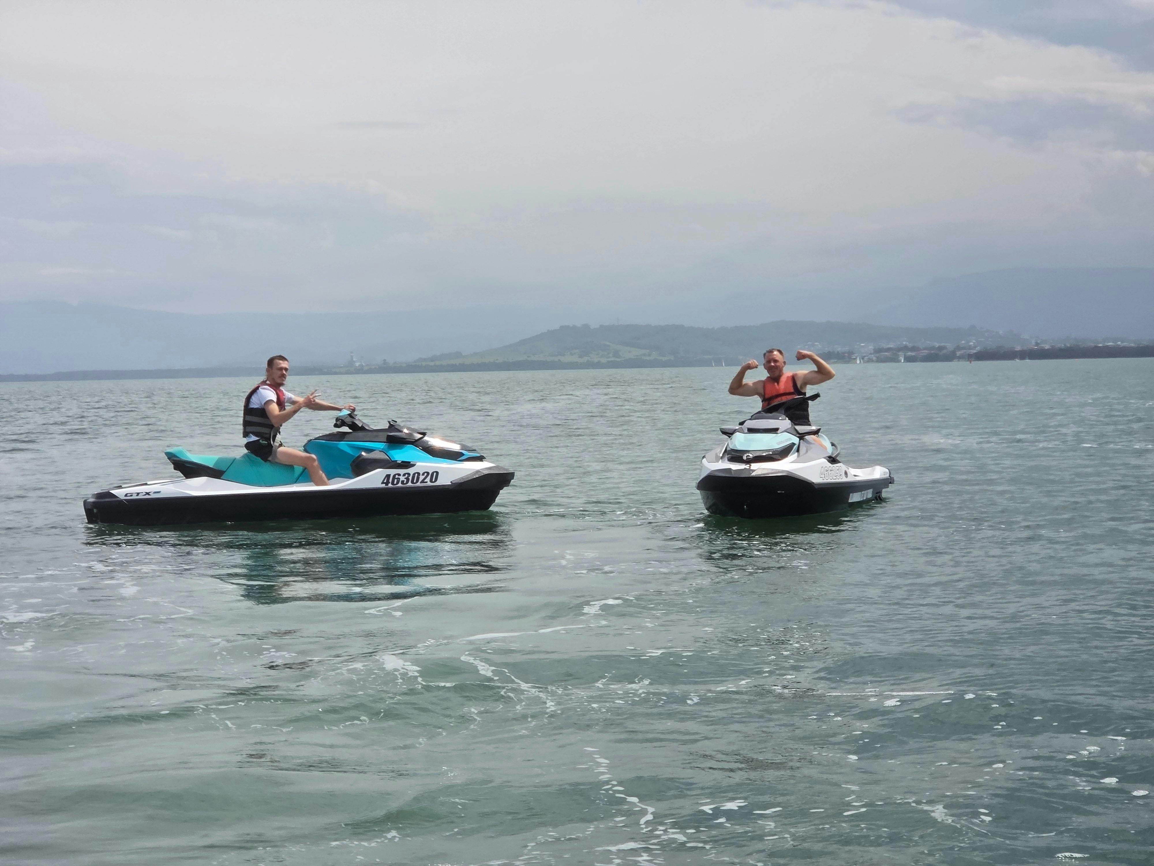 Friends Jet skiing in lake illawarra