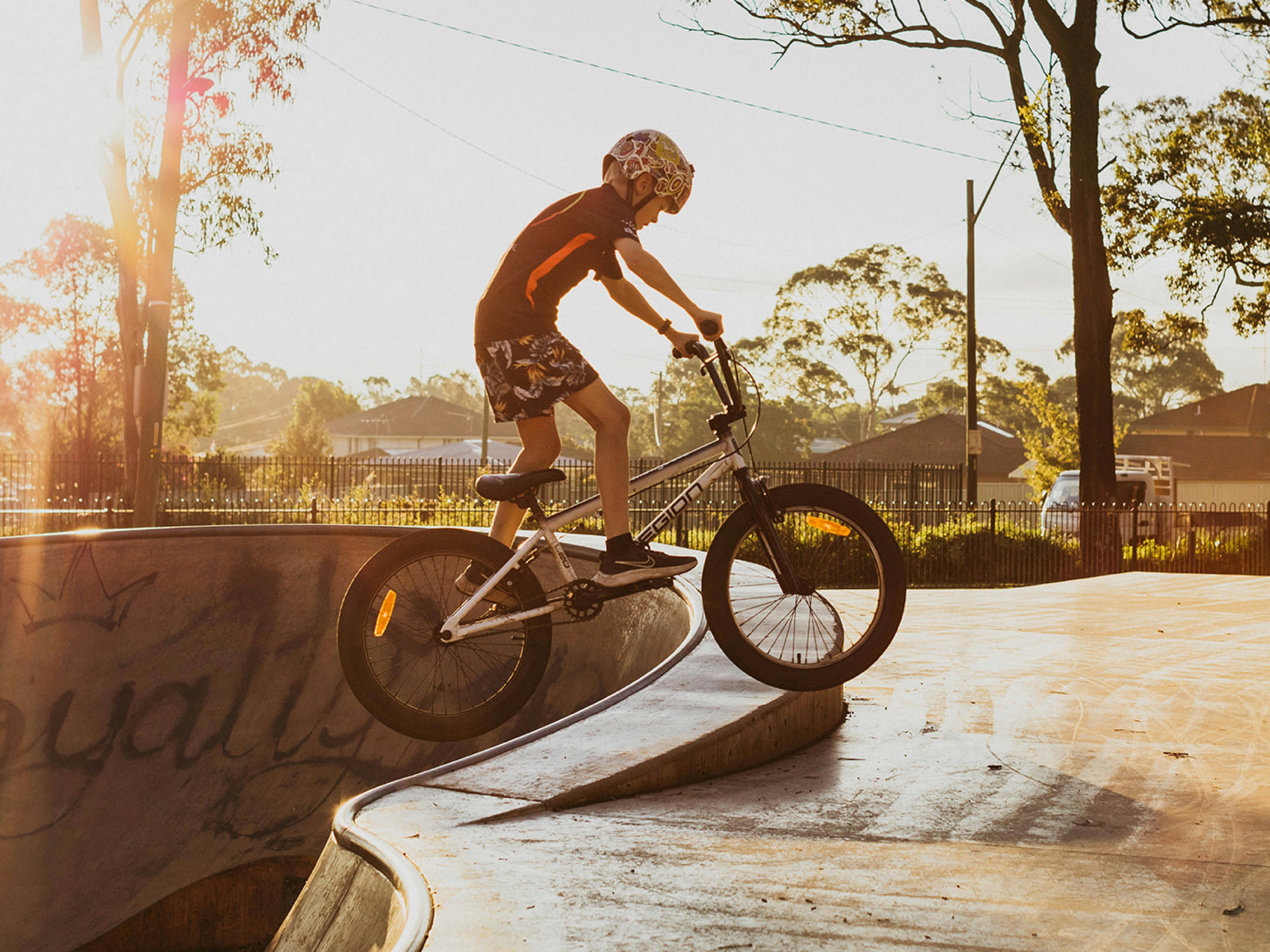 Young boy riding his bike at Appin Skate Park
