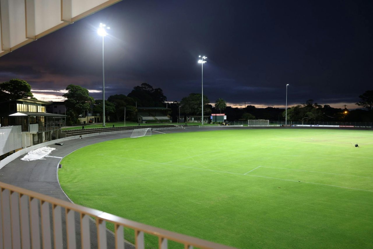 Dusk sets in at Hurstville Oval