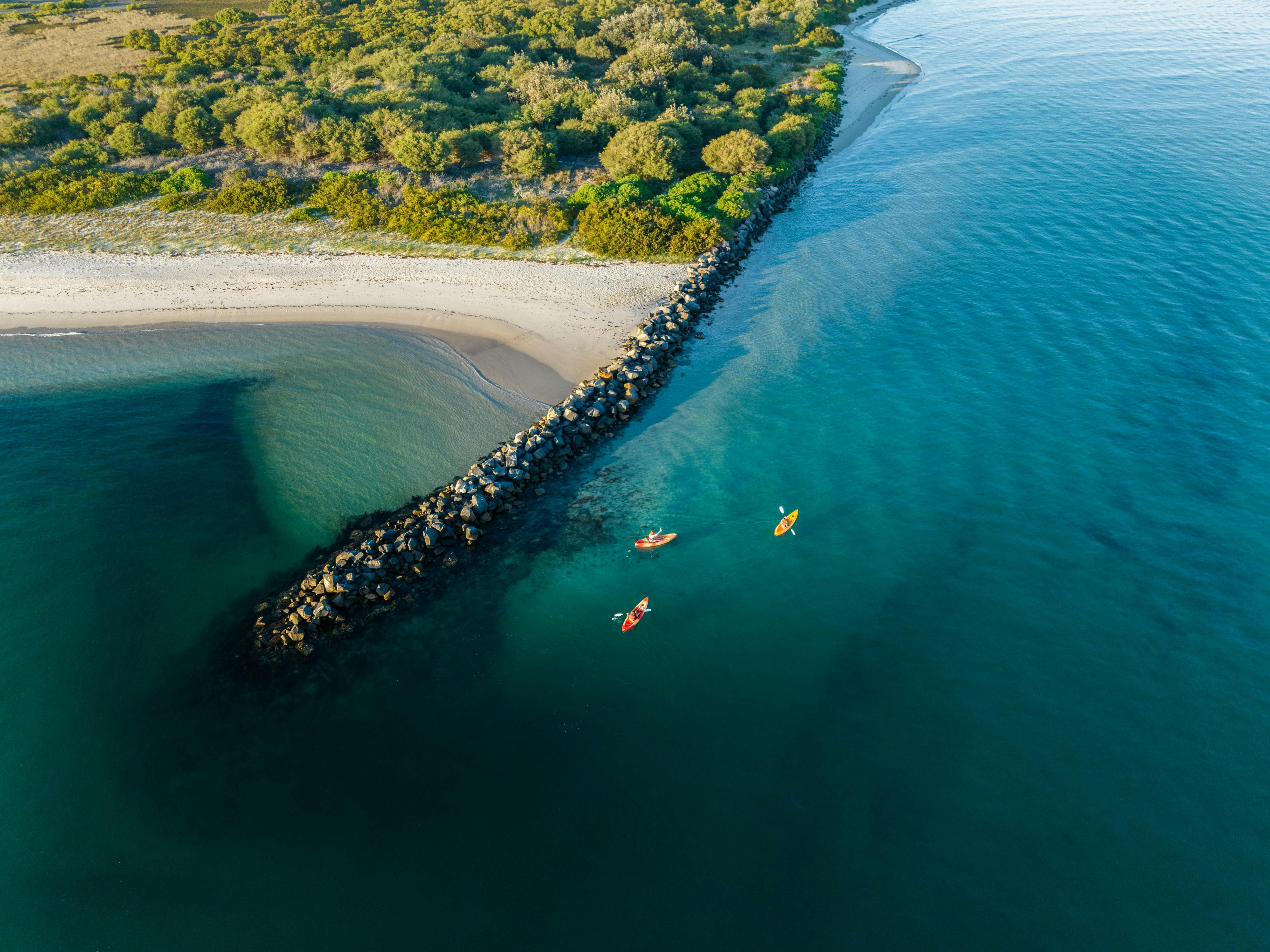 Arial shot kayaking Salts Bay