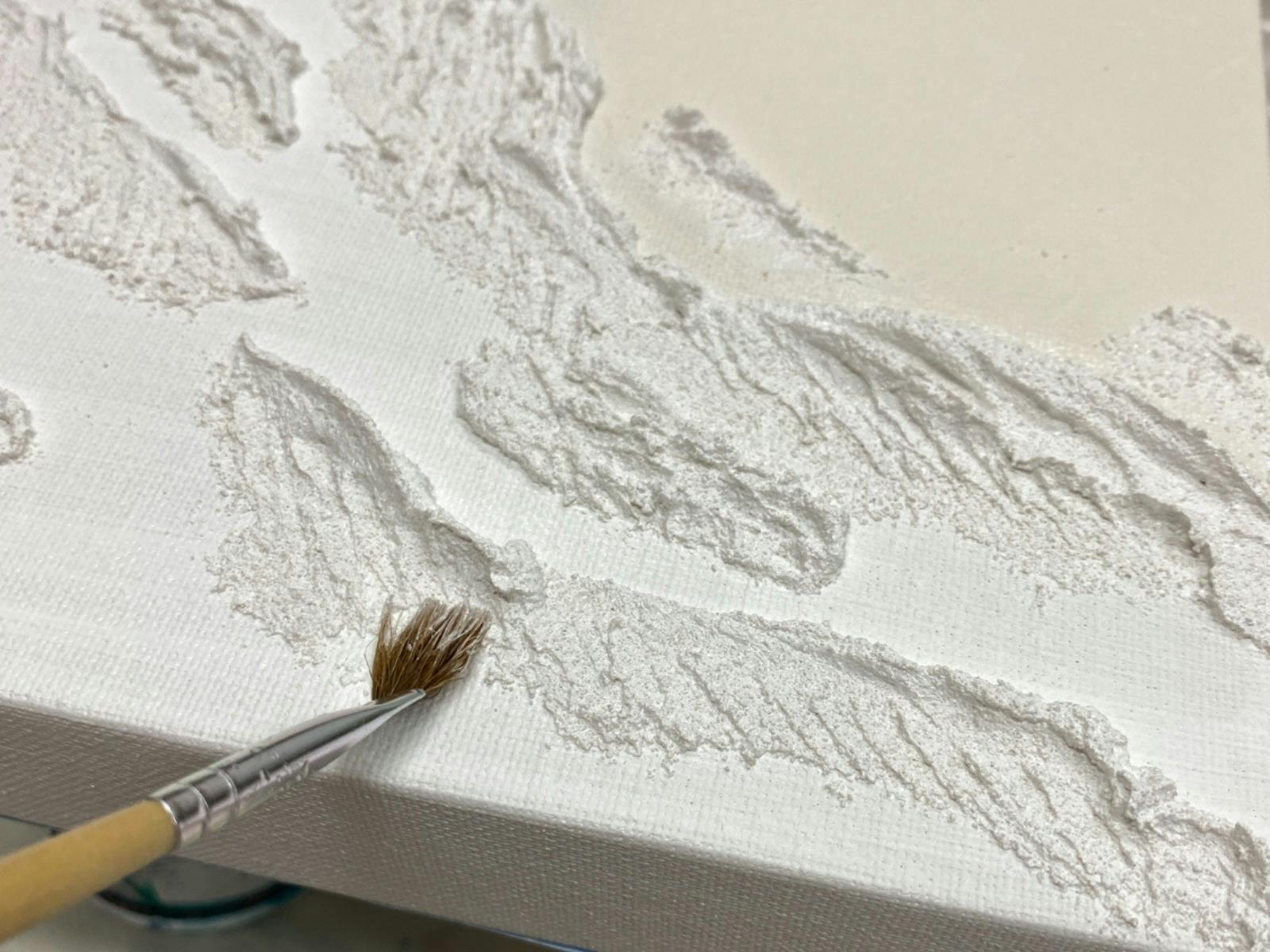 close up of a beach textured artwork in progress