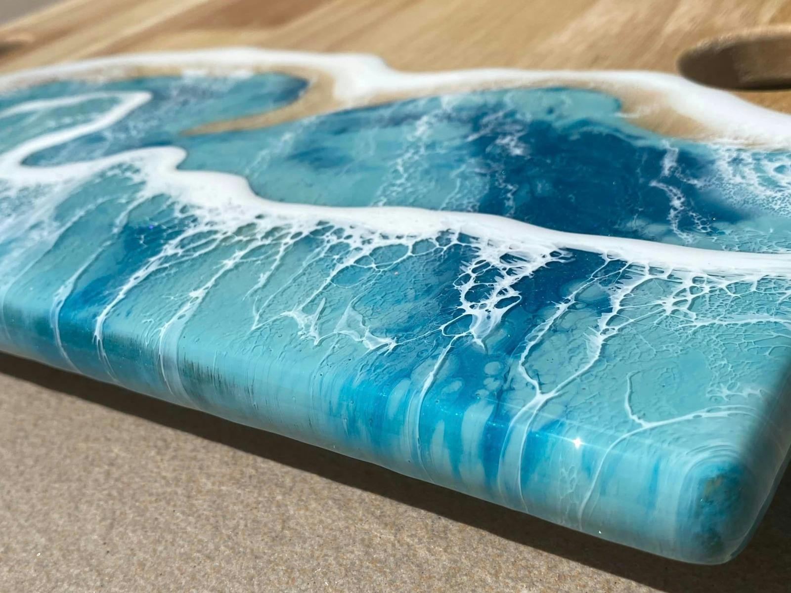 close up of a beach resin wine table