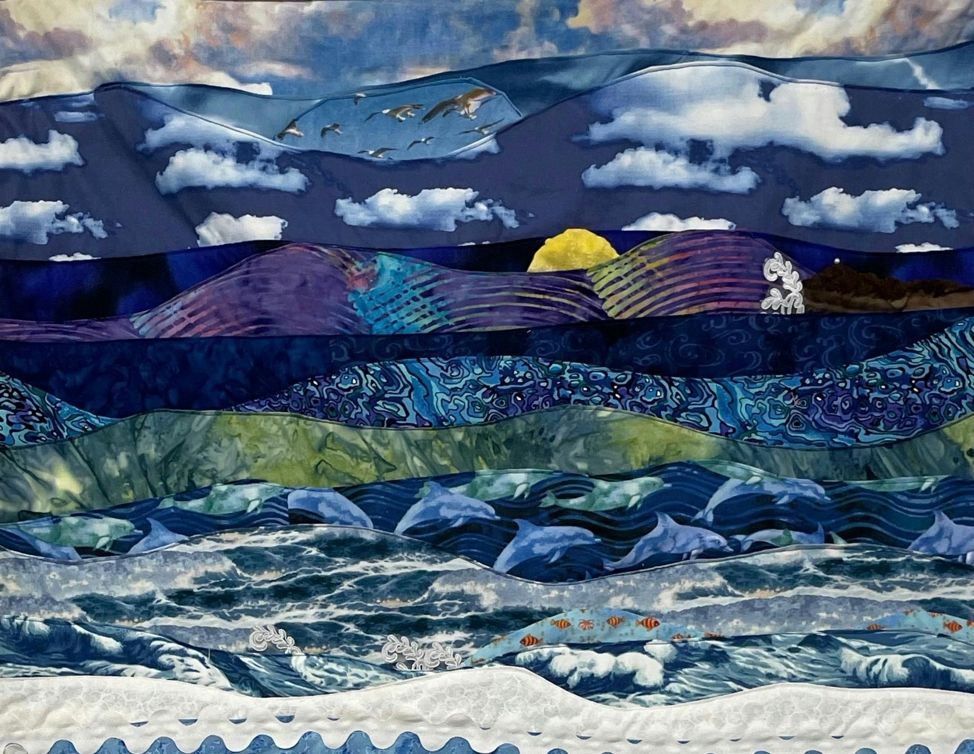 Quilted "Solitary Islands" by Leone Coper