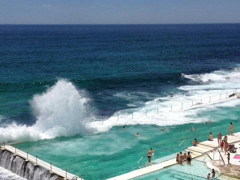 Waves Breaking over Bondi Icebergs Ocean Pool