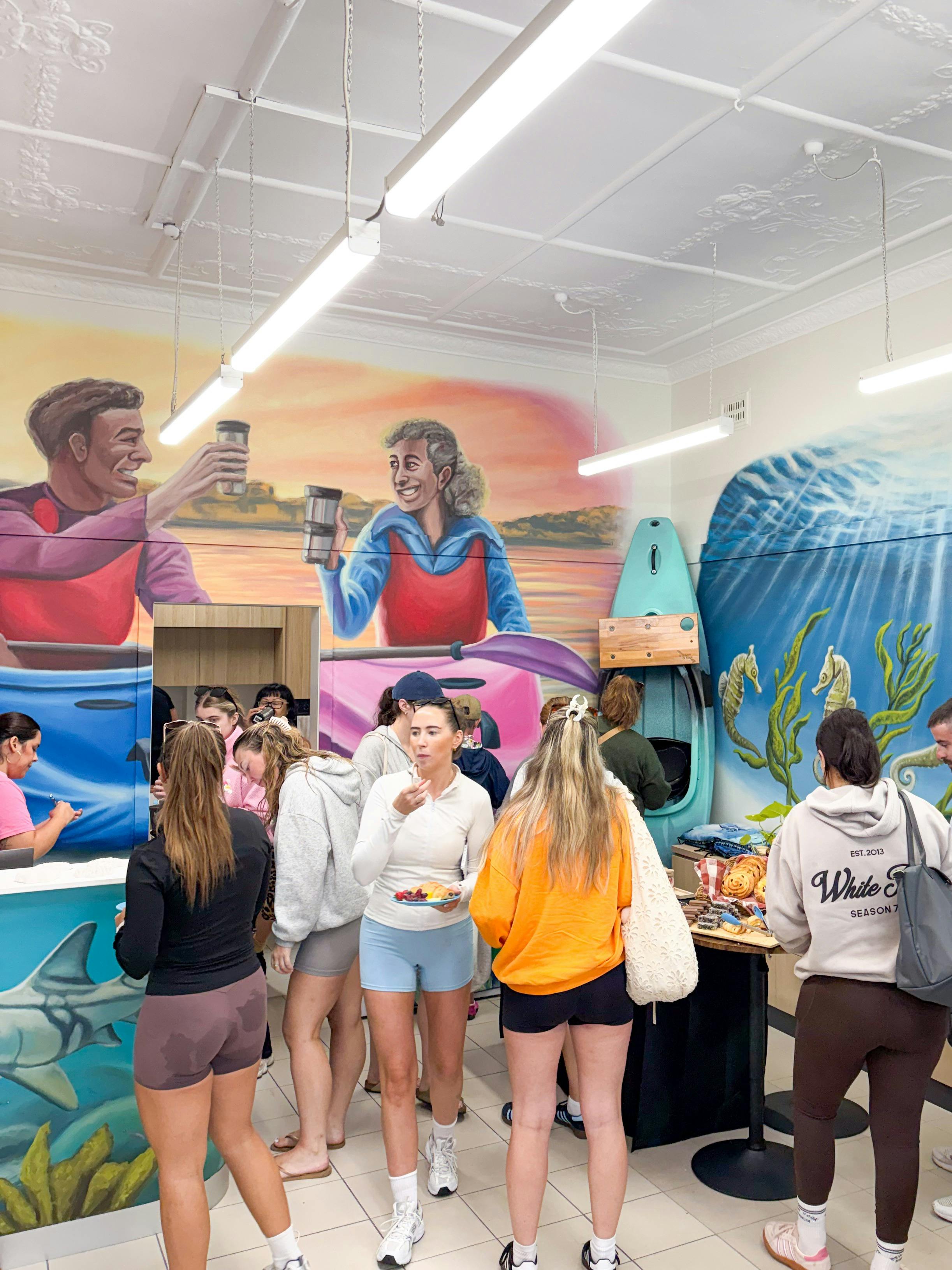 A buzzing SBK Eco Hub after paddlers come up for their post-tour breakfast and 2nd round of coffee!