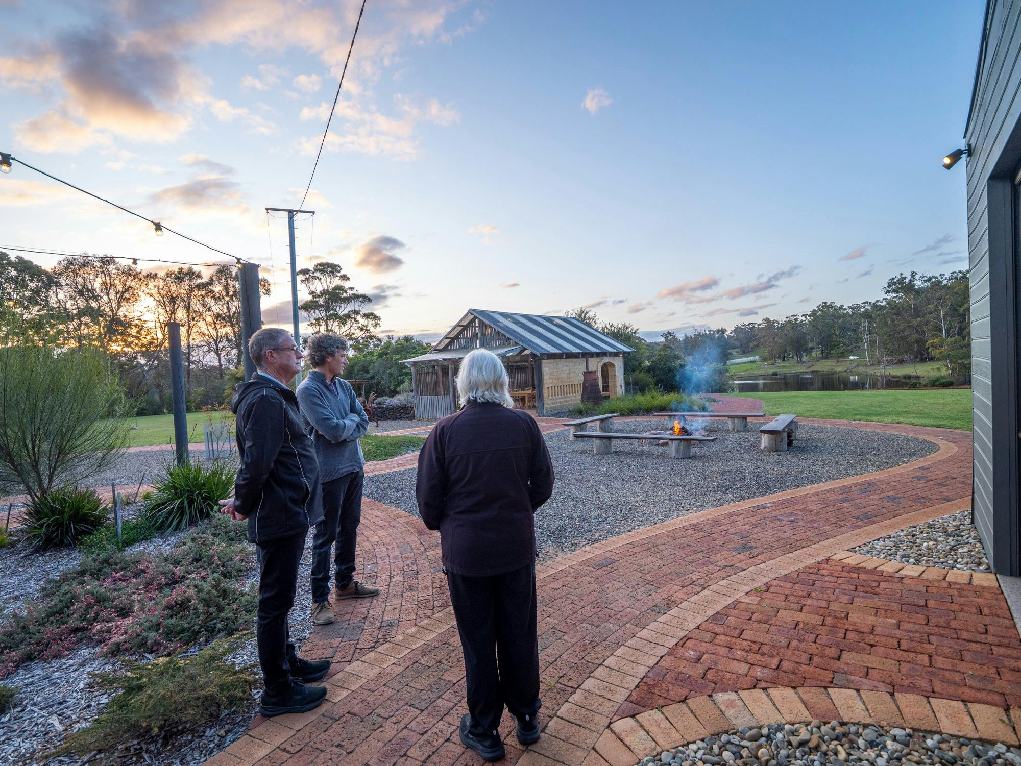 Community overlooking the campfire