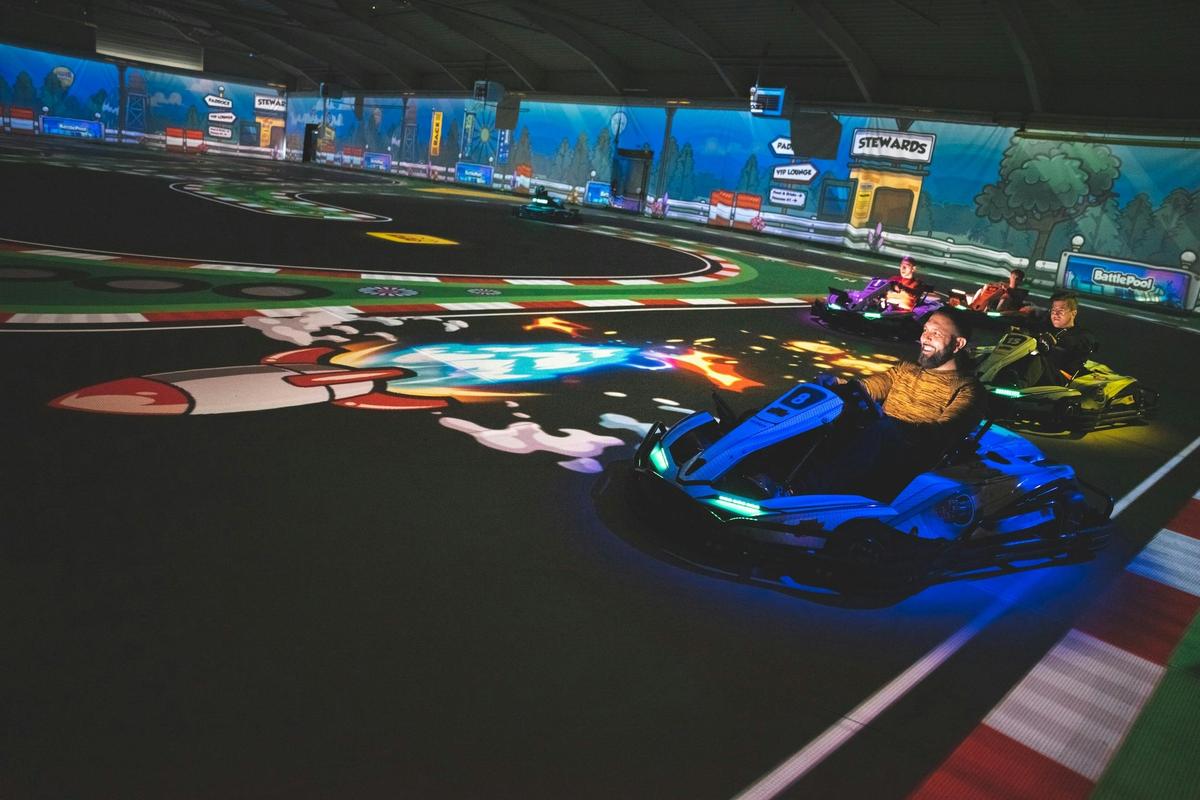 Multiple drivers racing at BattleKart