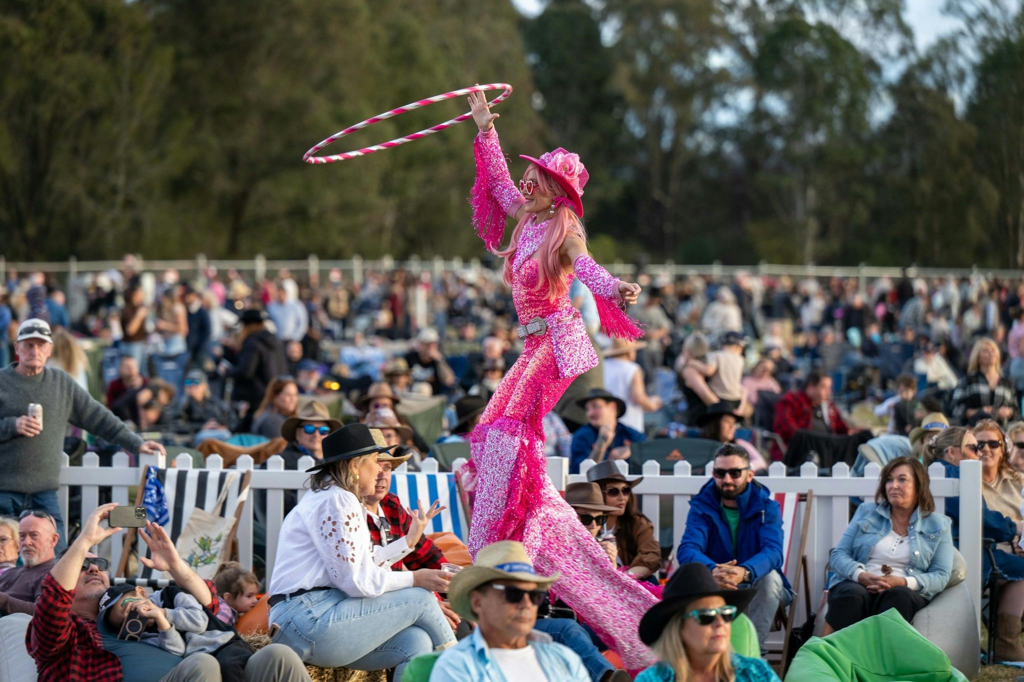 Pink girl with hula hoop