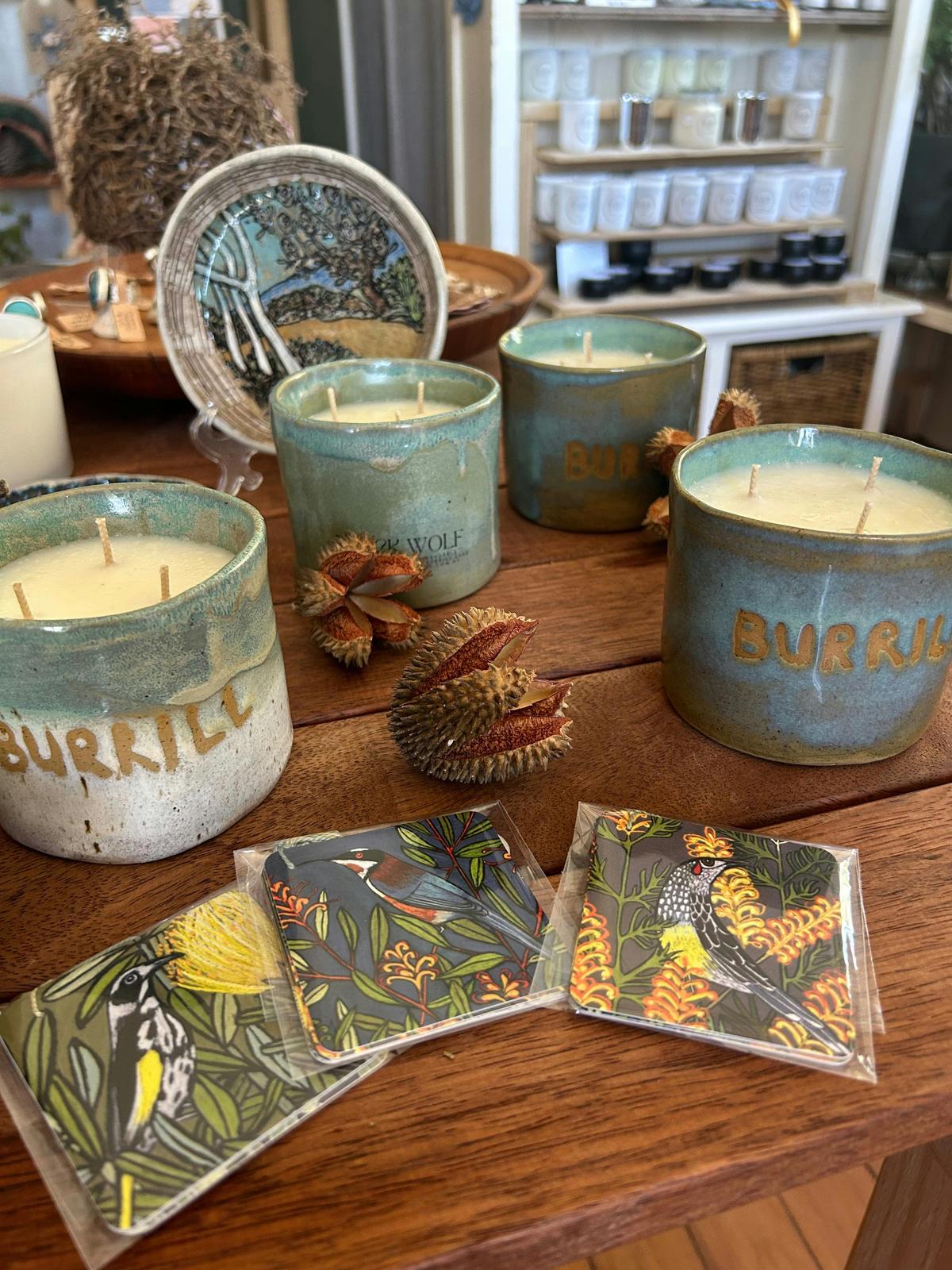 Collaboration between candlemaker and ceramacist