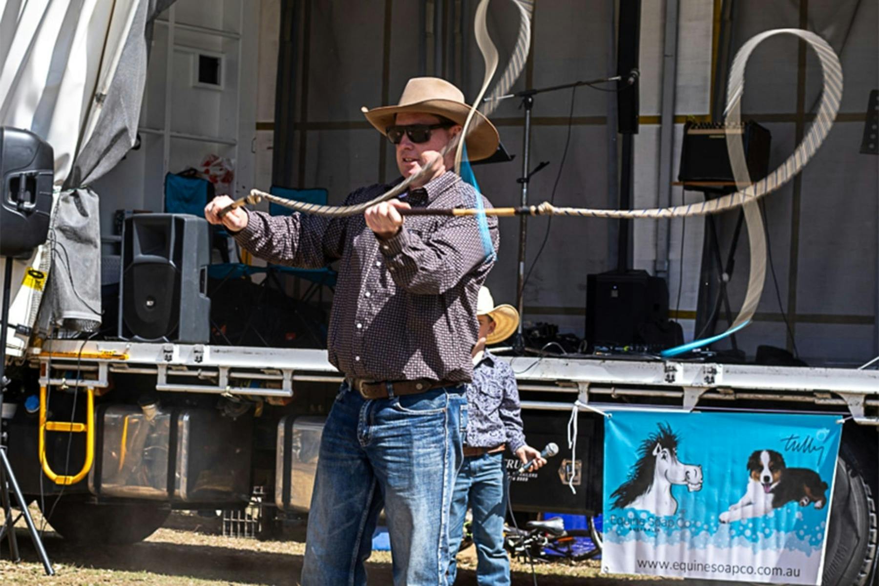 Whipcracking display at Broke Village Fair