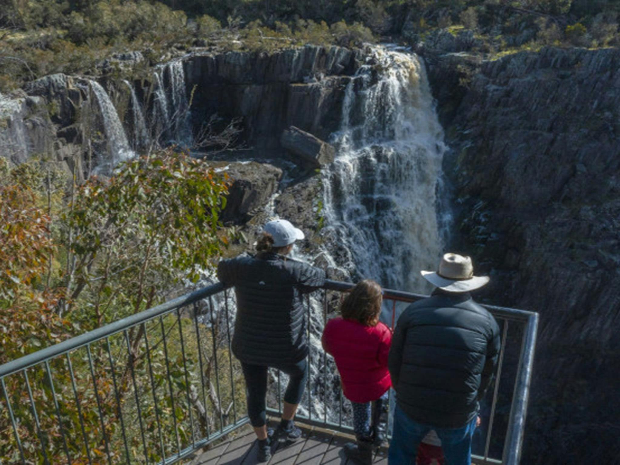 Family at Apsley Falls lookout Oxley Wild Rivers National Park. Photo: John Smith &copy; DPIE