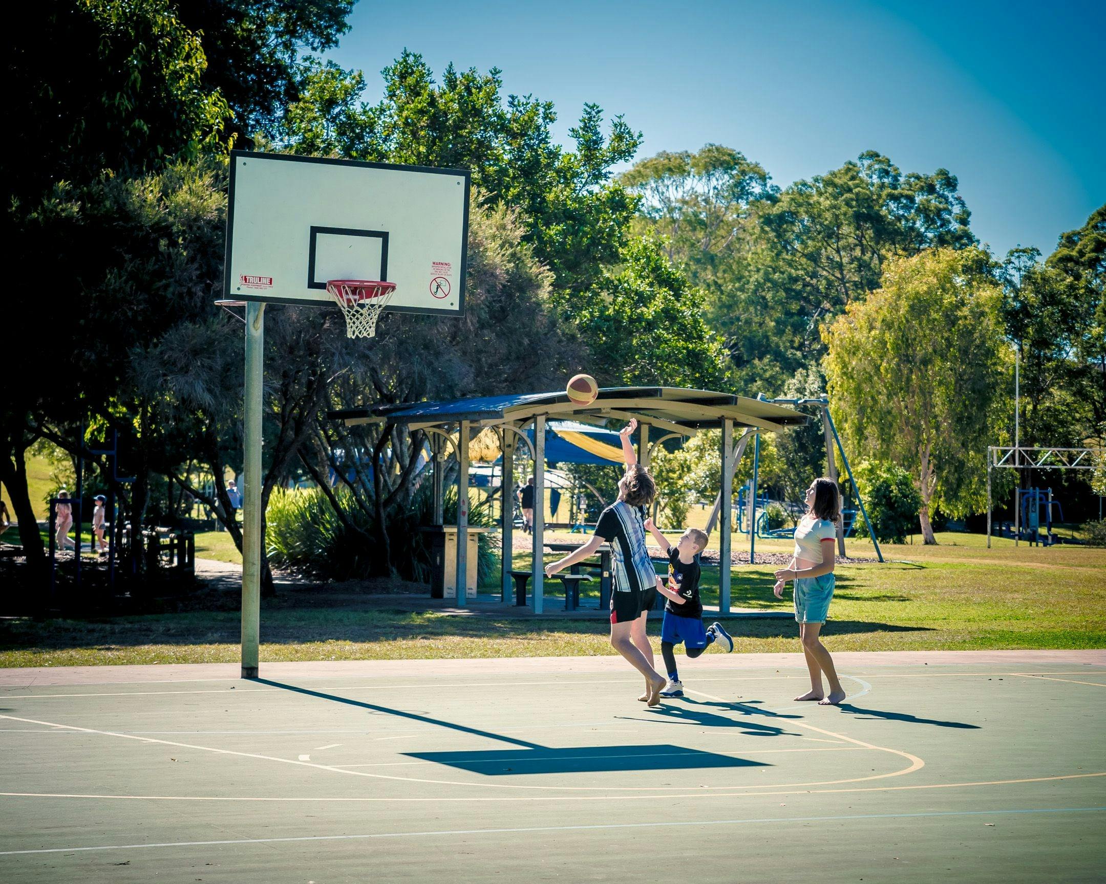 Children playing basketball