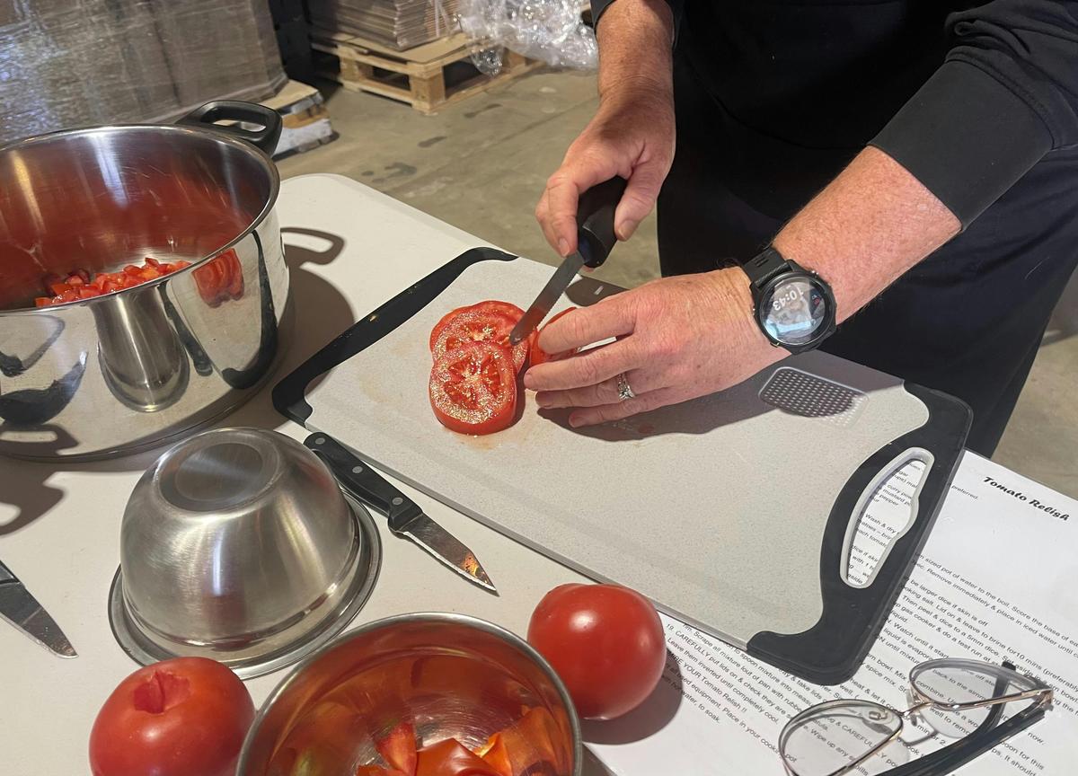 prepping tomatoes