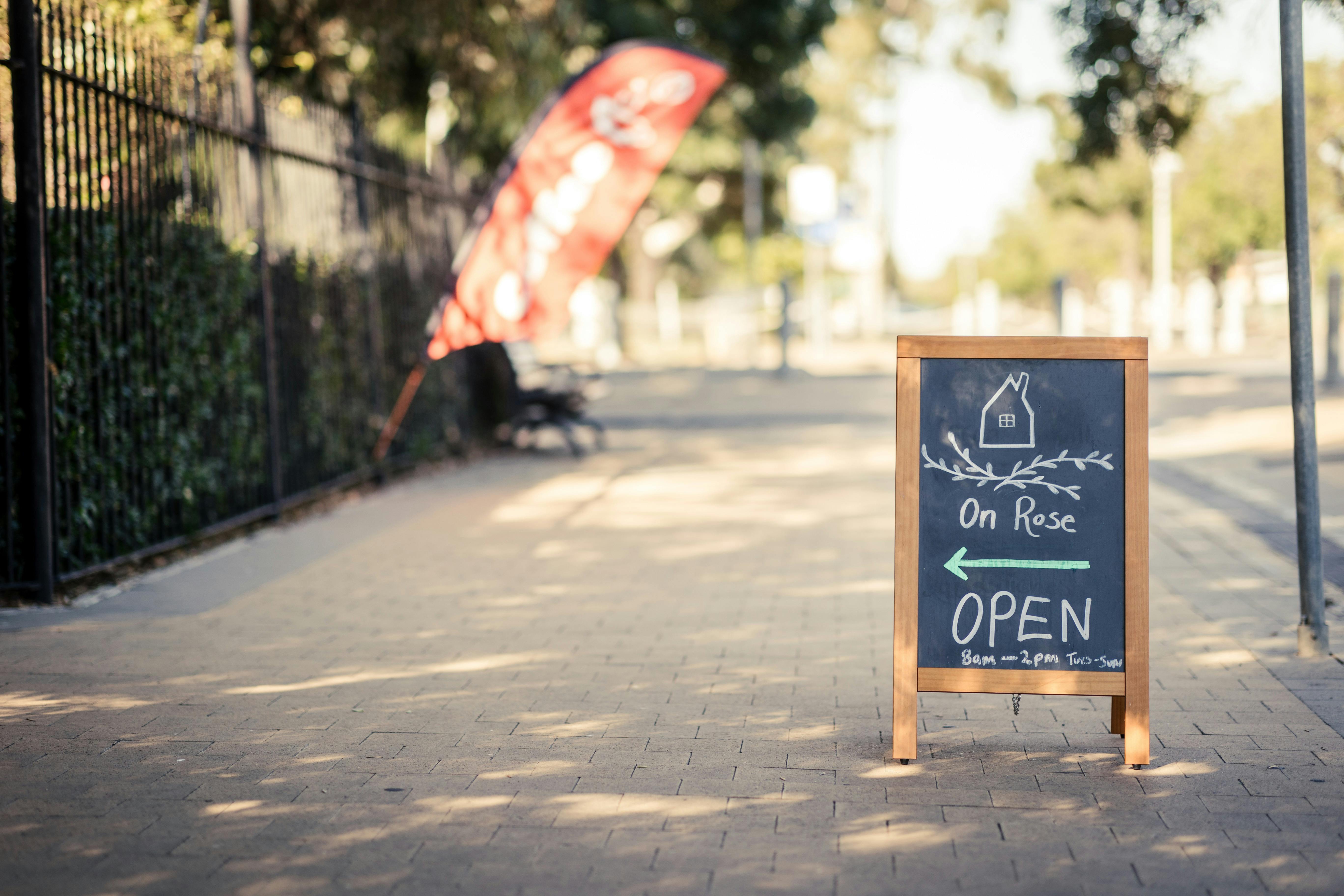 Cafe Sign on Footpath
