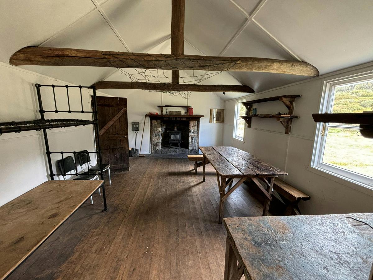 The interior of White River Hut built in 1935 by graziers Bill Napthali and Fred Clark.