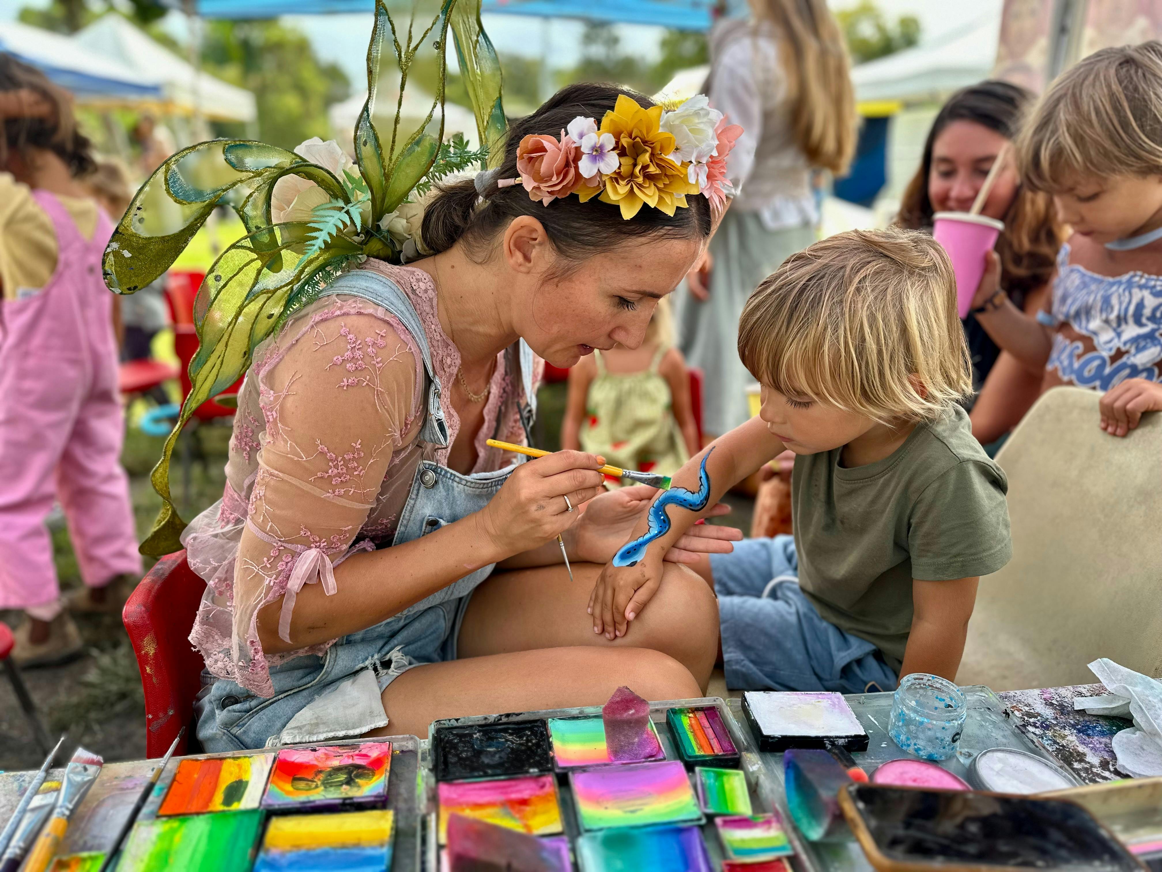 Kids crafts and face painting. During school holidays there's circus too