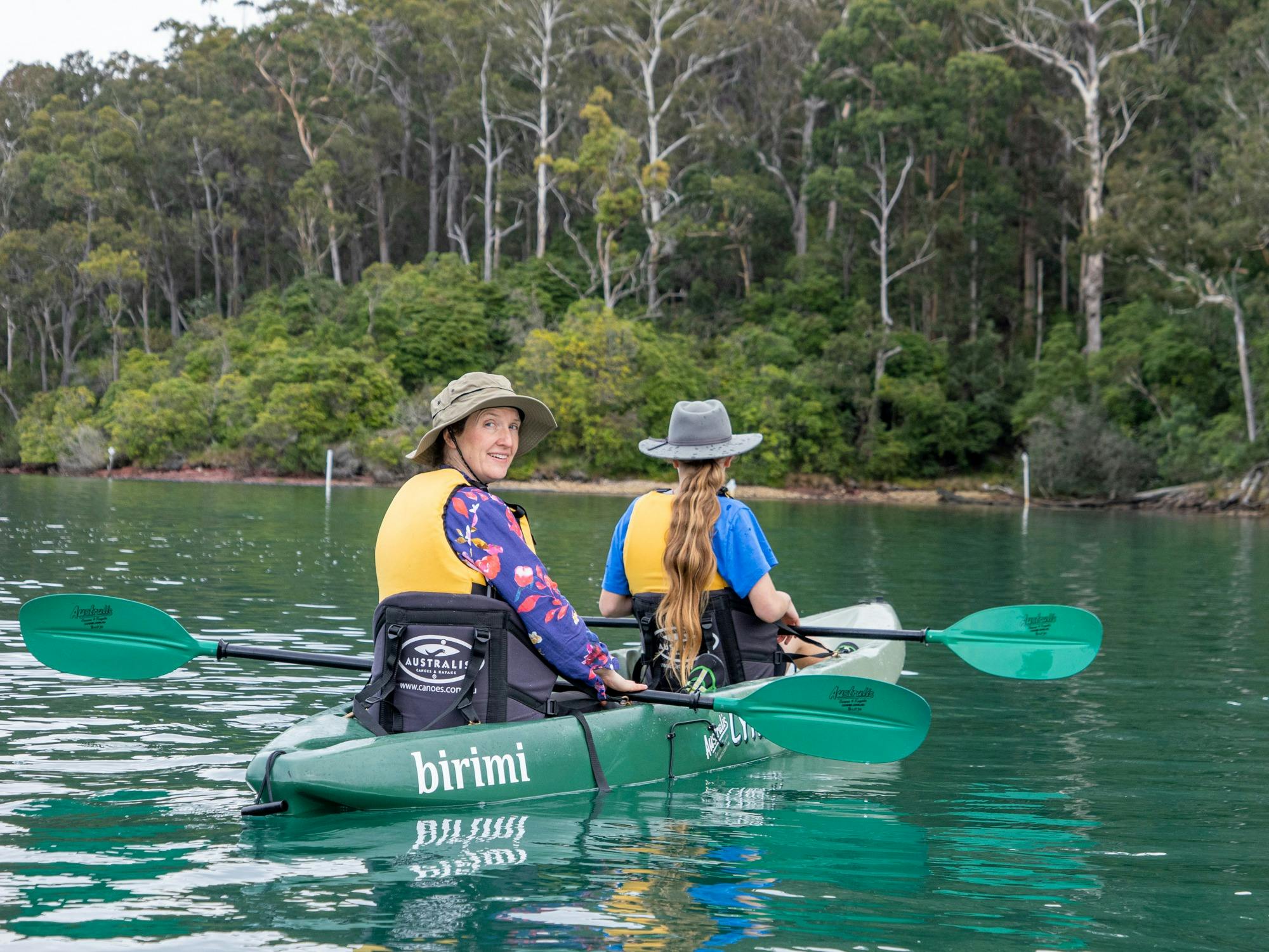 A quiet moment on the Pambula River. Spotting local birdlife together.