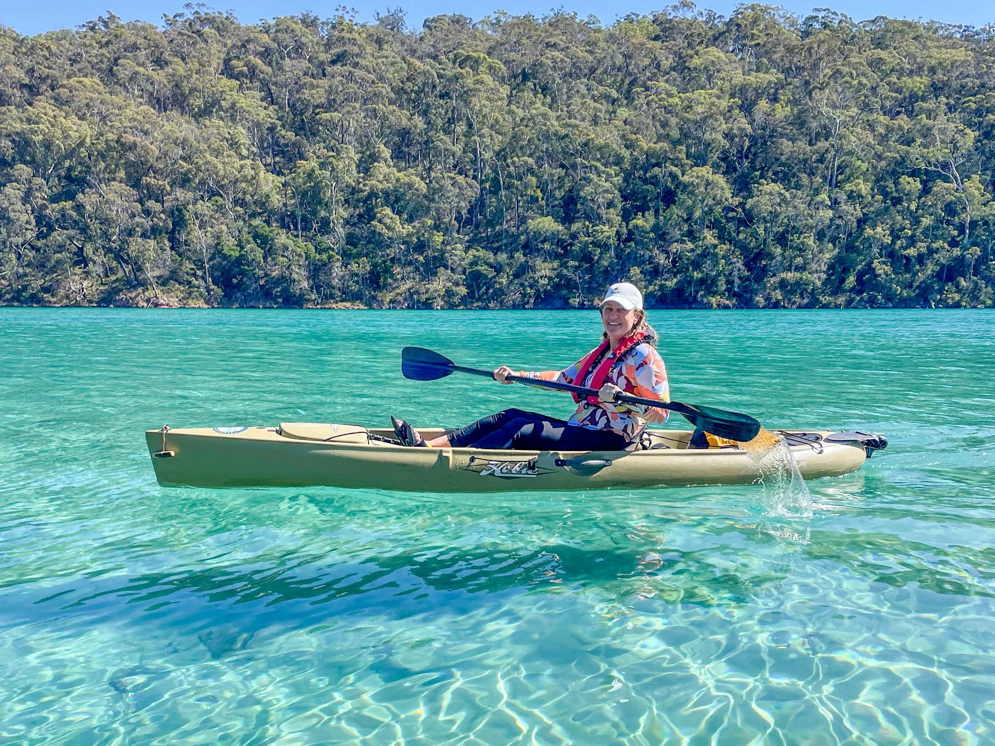 Drifting through the turquoise magic of the Pambula River.