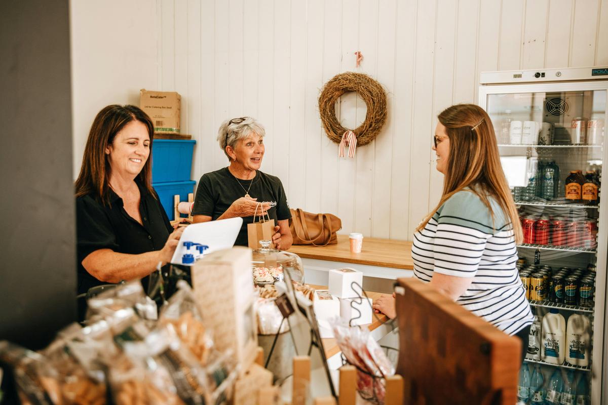 Customer being served