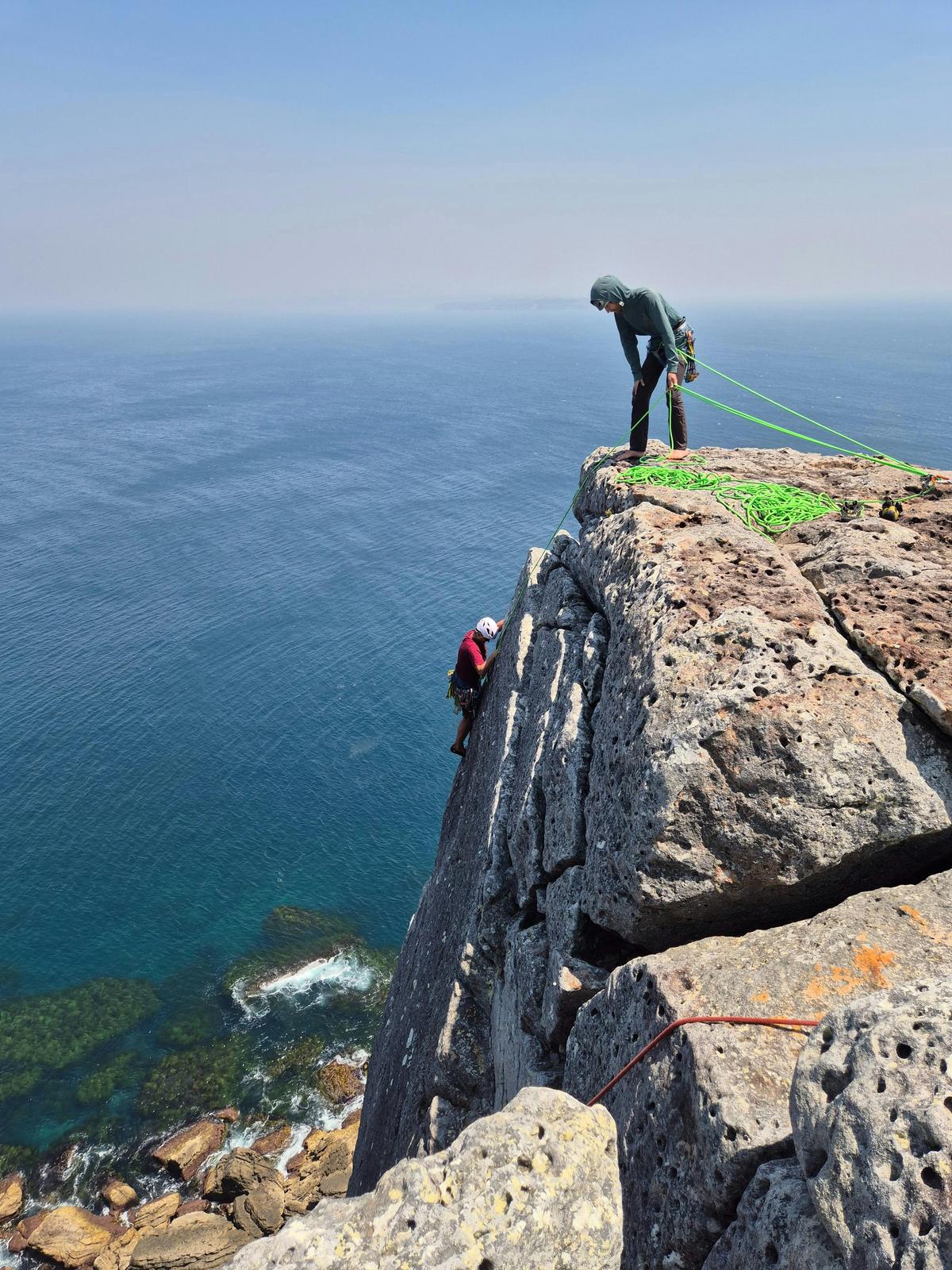 Dylan and Neil climbing "over the Yardarm"