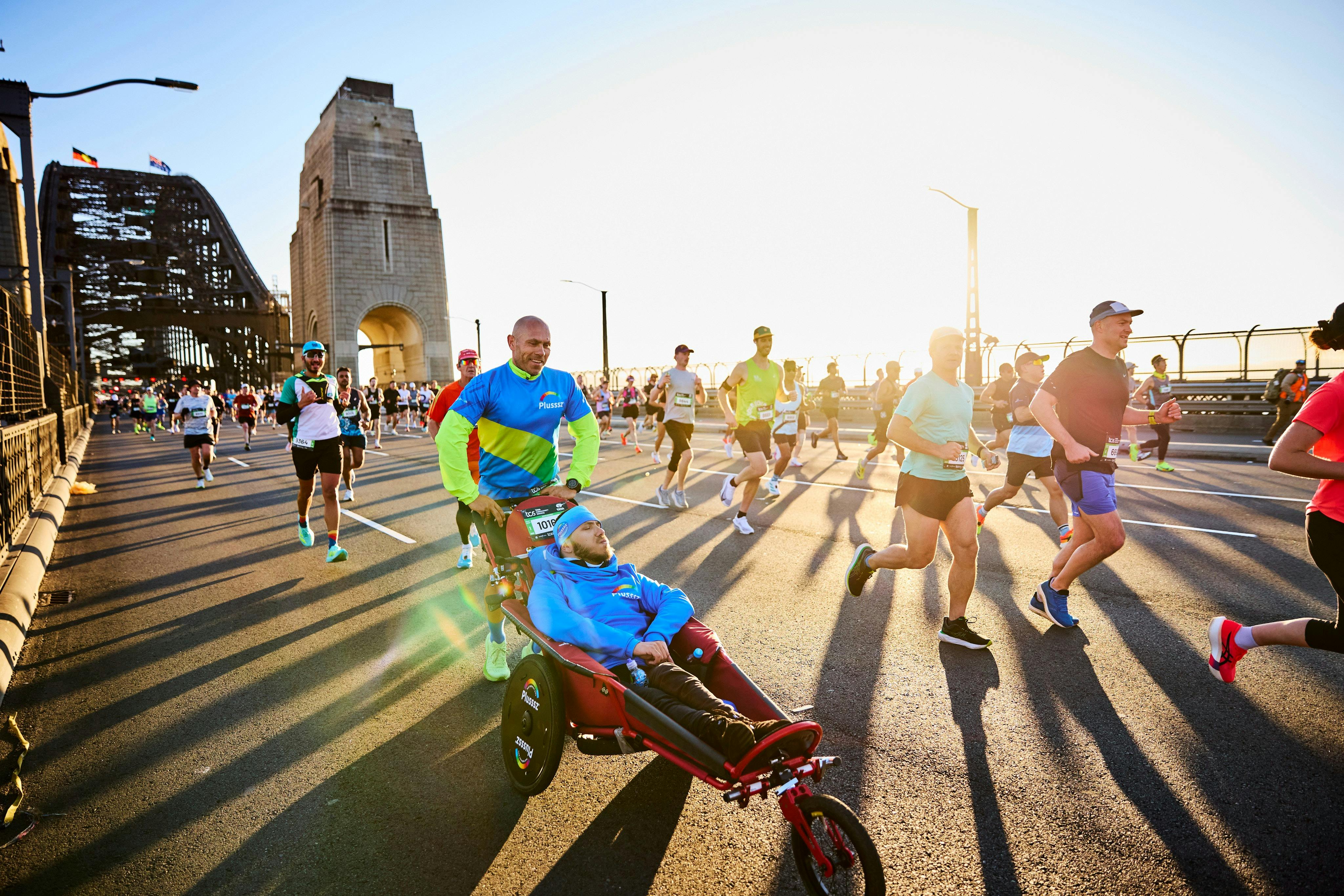 Participants going over the Harbour Bridge