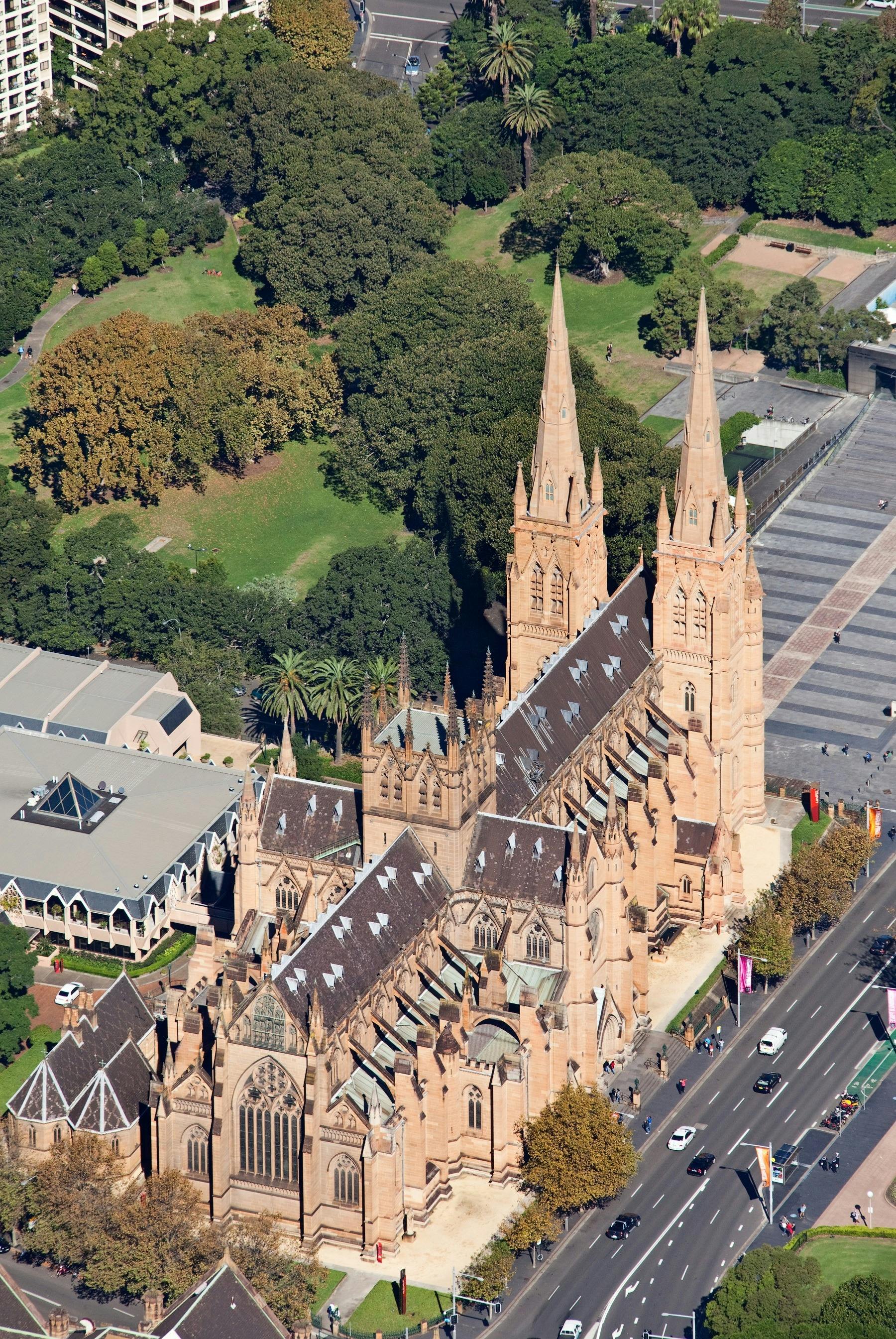 Aerial of St Mary's Cathedral, Sydney
