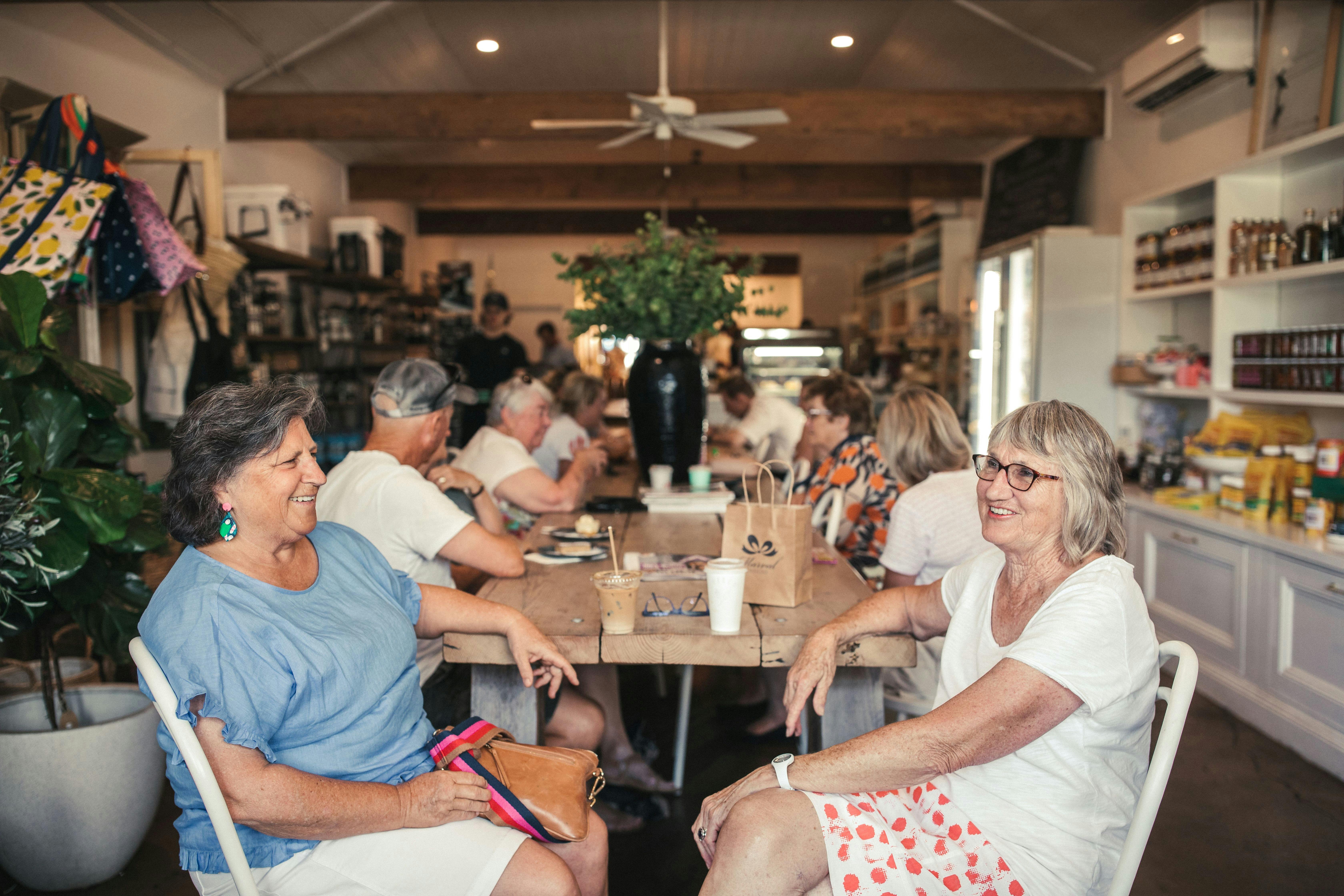 Patrons enjoying coffee at Yield